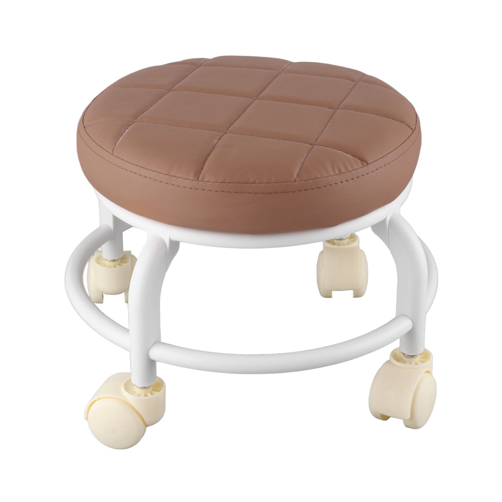 Rolling Ottoman High Density Memory Foam Waterproof Quiet Wheels Double Layers Footrest Stool for Family Office Coffee Color - Image 1