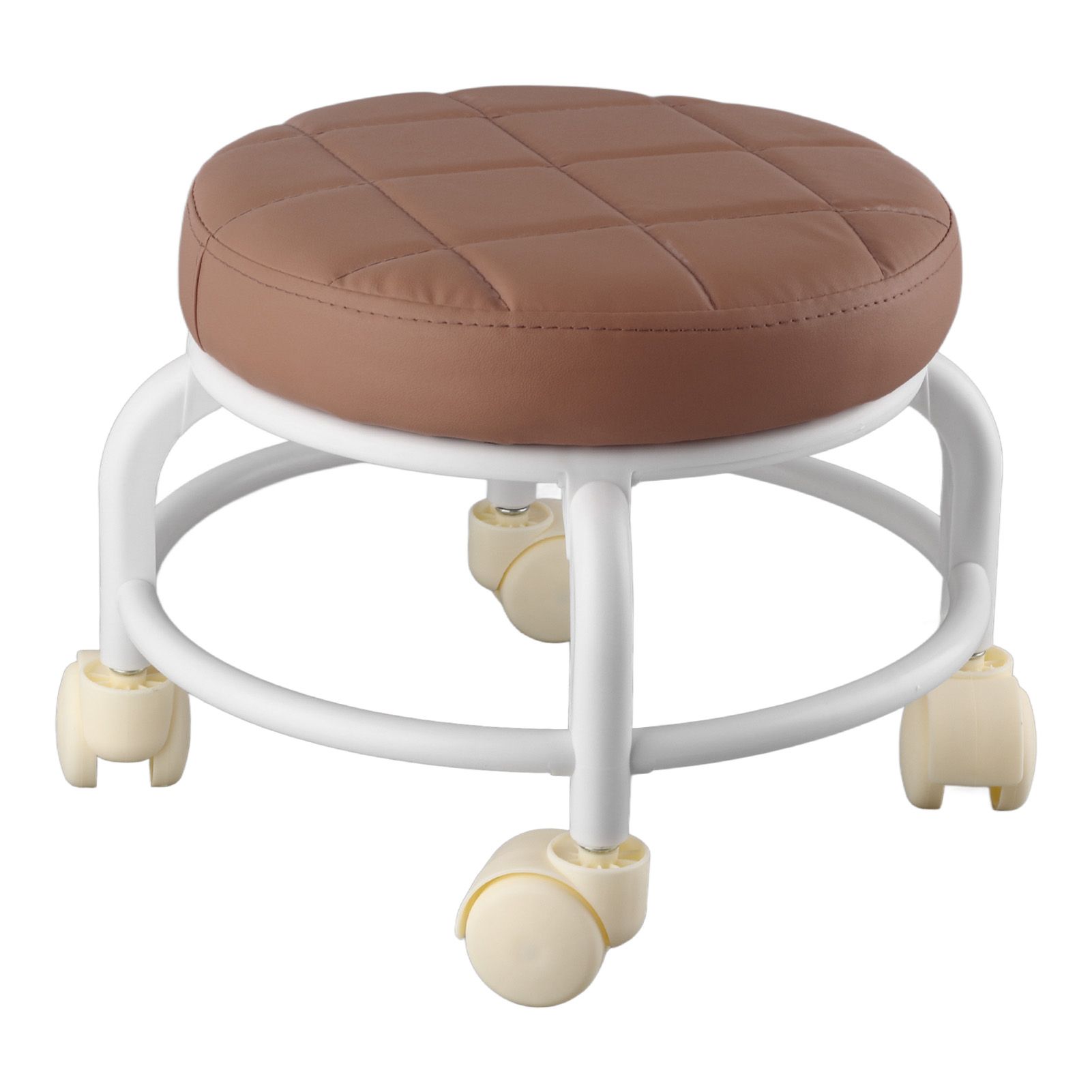Rolling Ottoman High Density Memory Foam Waterproof Quiet Wheels Double Layers Footrest Stool for Family Office Coffee Color - Image 2