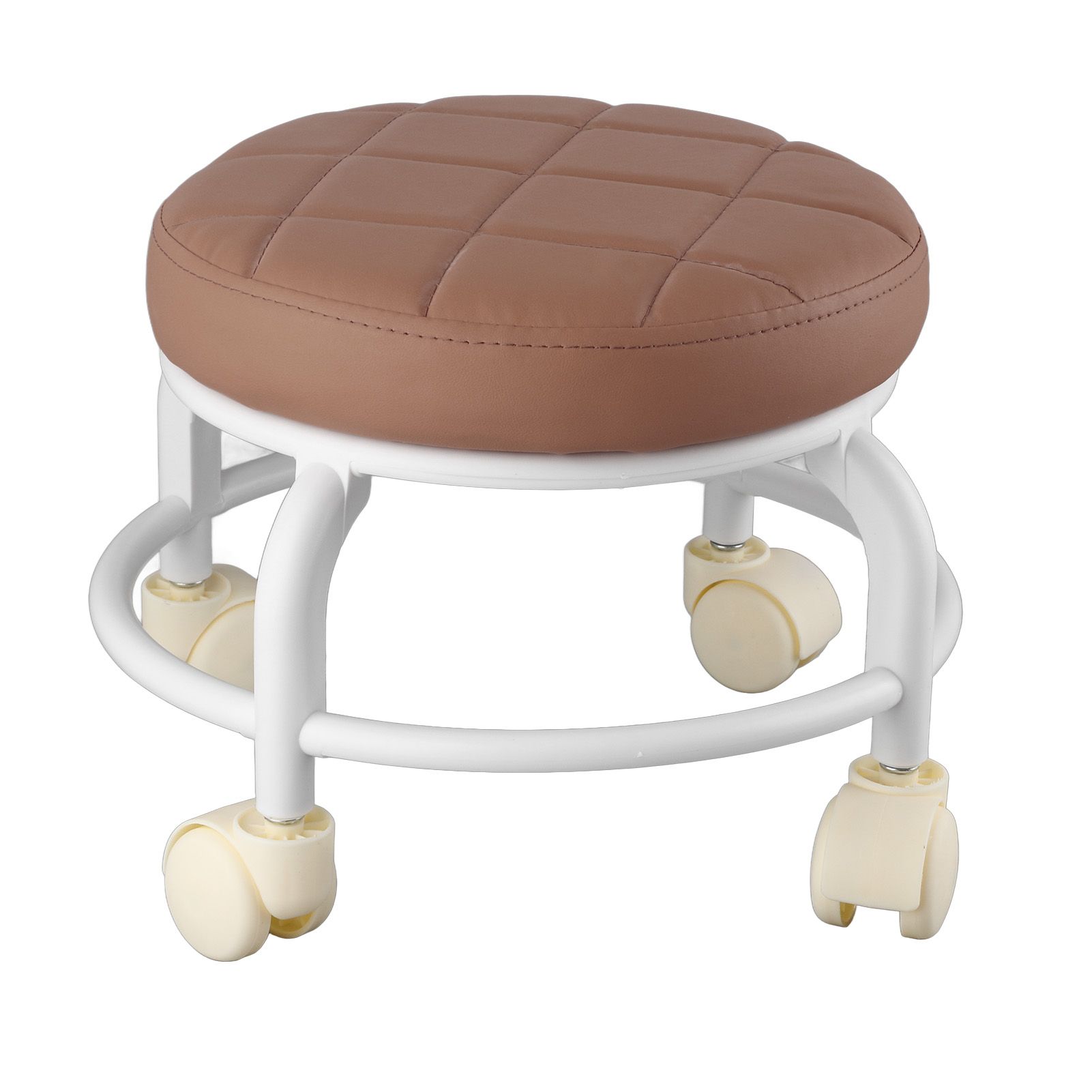 Rolling Ottoman High Density Memory Foam Waterproof Quiet Wheels Double Layers Footrest Stool for Family Office Coffee Color - Image 3