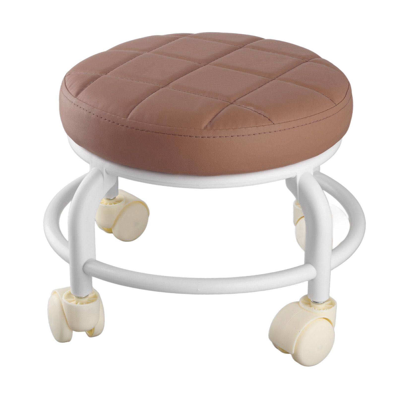Rolling Ottoman High Density Memory Foam Waterproof Quiet Wheels Double Layers Footrest Stool for Family Office Coffee Color - Image 4