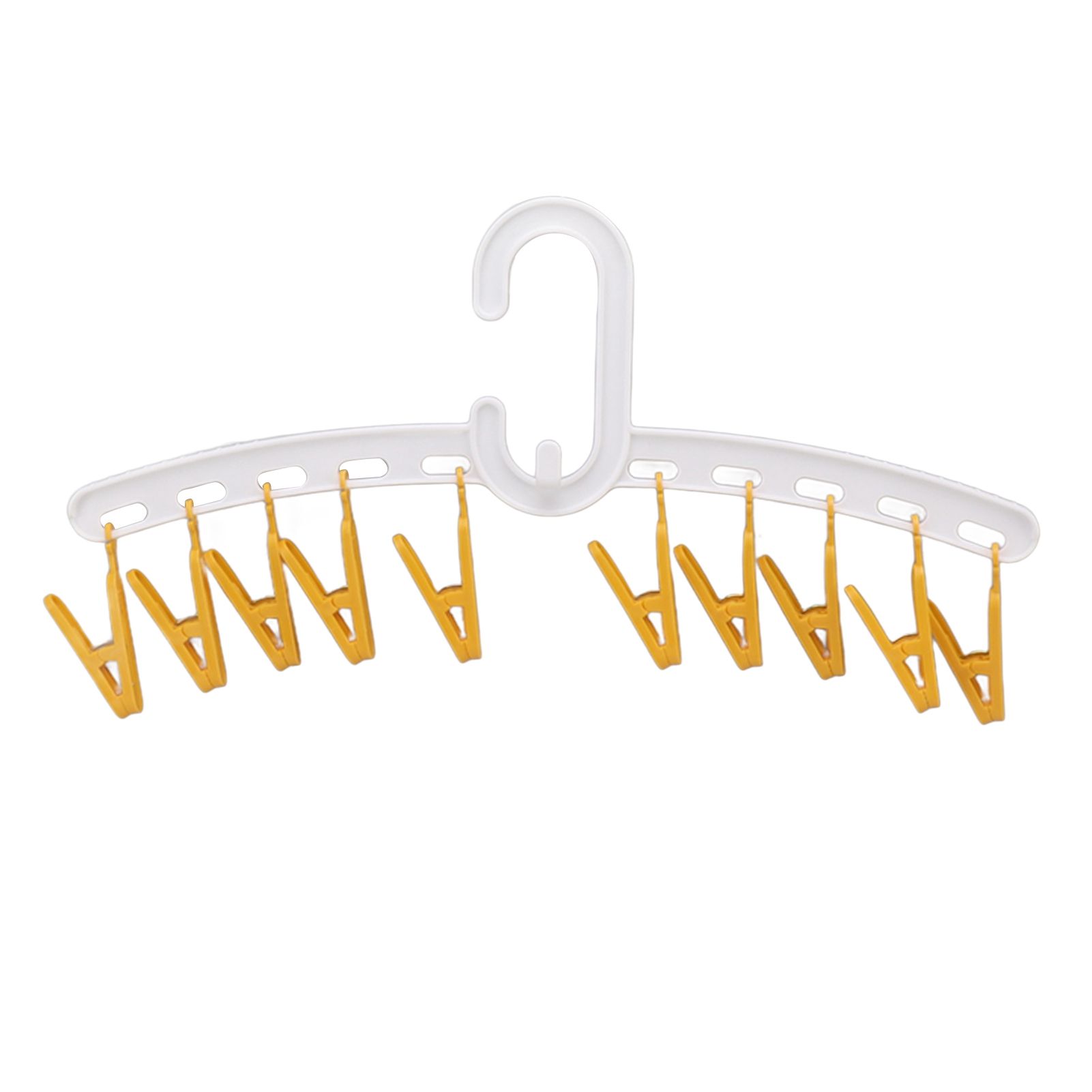 Plastic Sock Clips Drying Rack Straight Rod for Clothes Travel Portable Supplies White and Yellow - Image 1