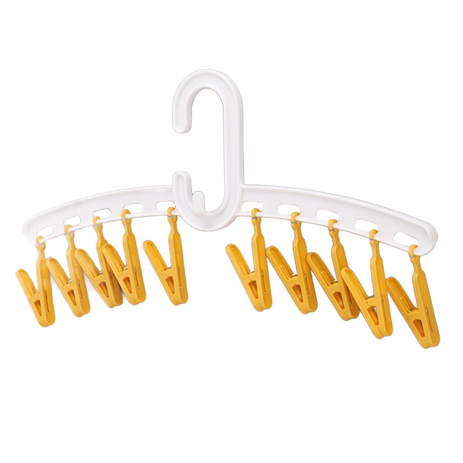 Plastic Sock Clips Drying Rack Straight Rod for Clothes Travel Portable Supplies White and Yellow - Image 2