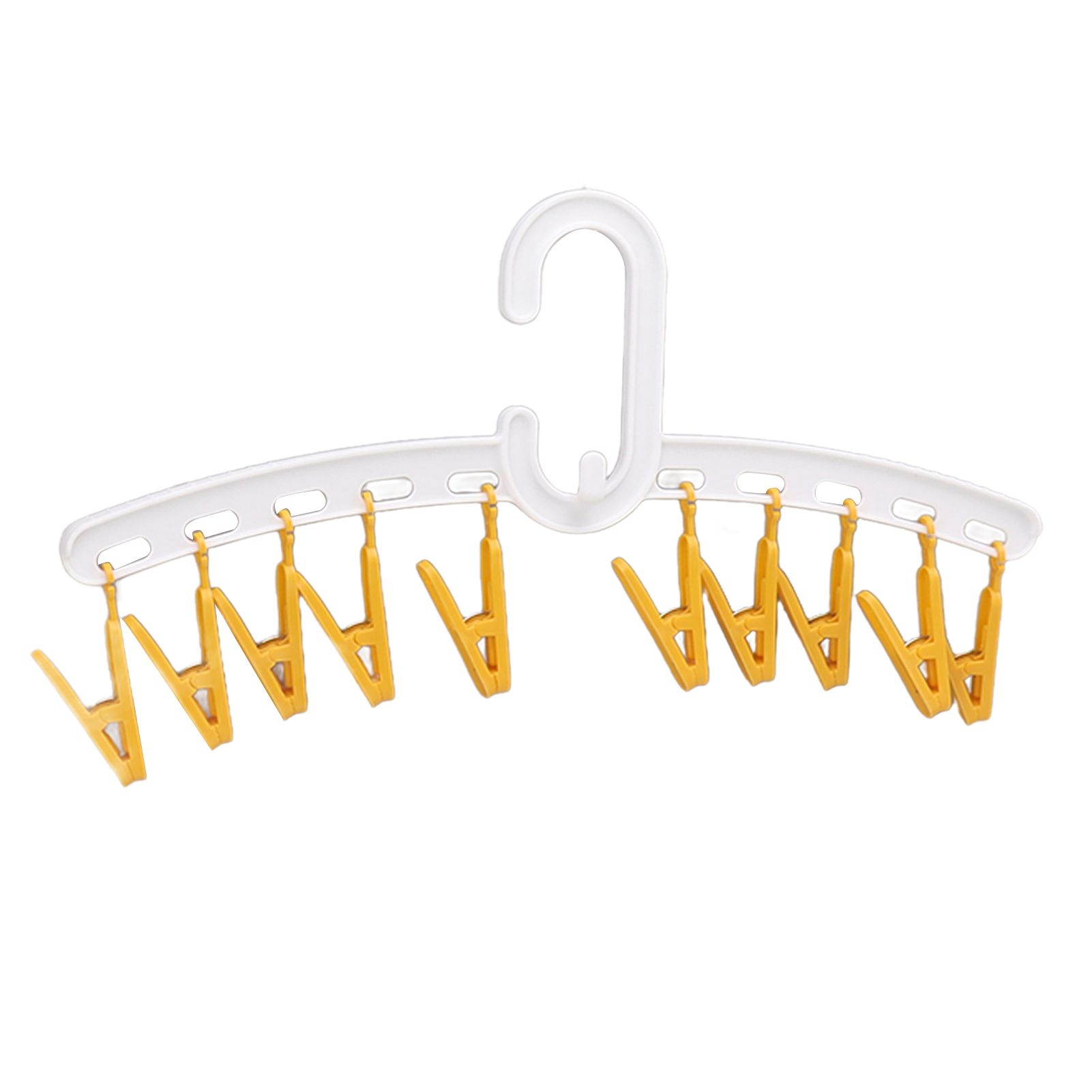 Plastic Sock Clips Drying Rack Straight Rod for Clothes Travel Portable Supplies White and Yellow - Image 3