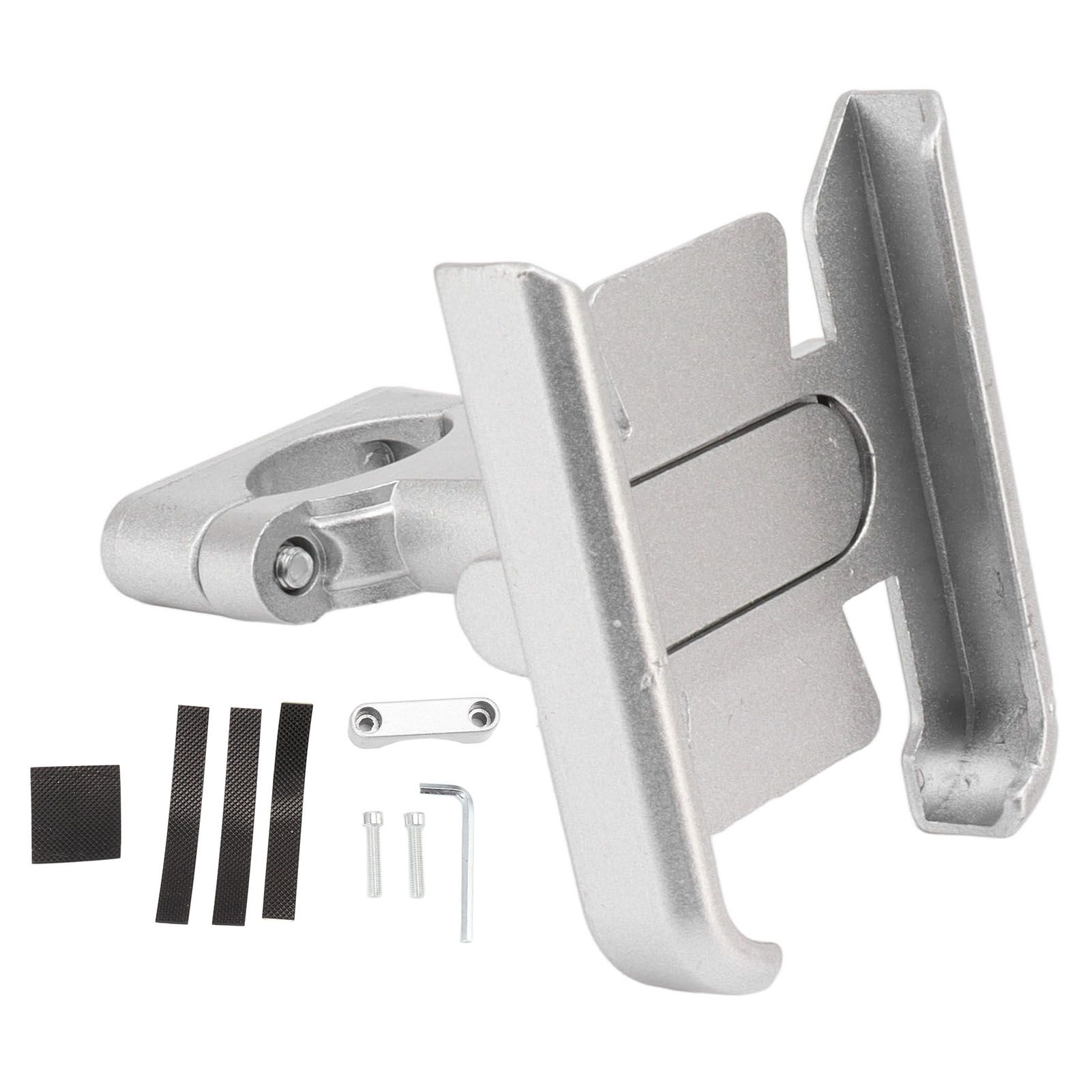 Bike Phone Mount Aluminum Alloy Silicone Pad Rotatable Impact Resistant Bike Cell Phone Holder for 4 to 7 Inch Device Silver - Image 1