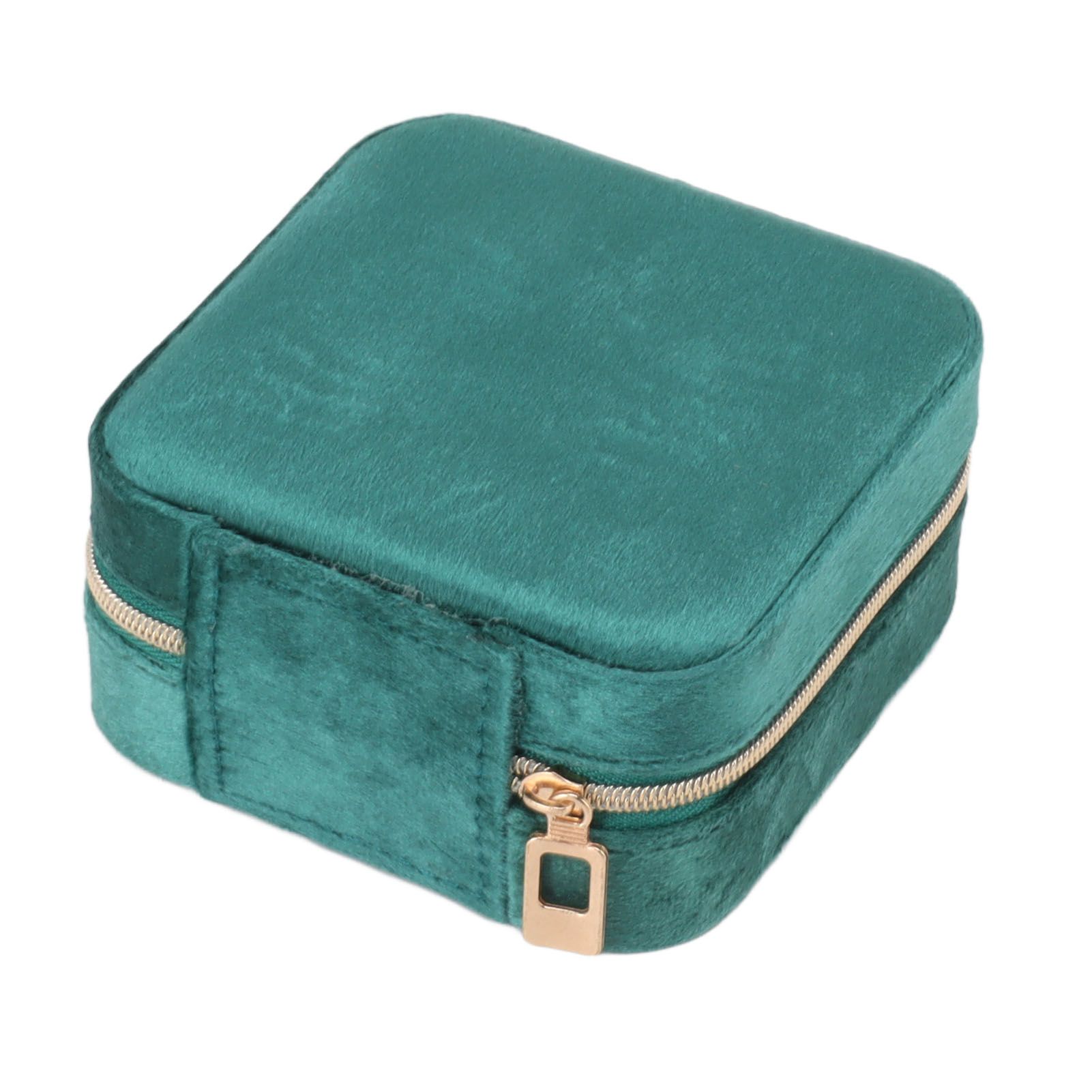 Velvet Jewelry Box Compact Small Zippered Travel Organizer Portable Storage Case for Daily Use Blackish Green - Image 7
