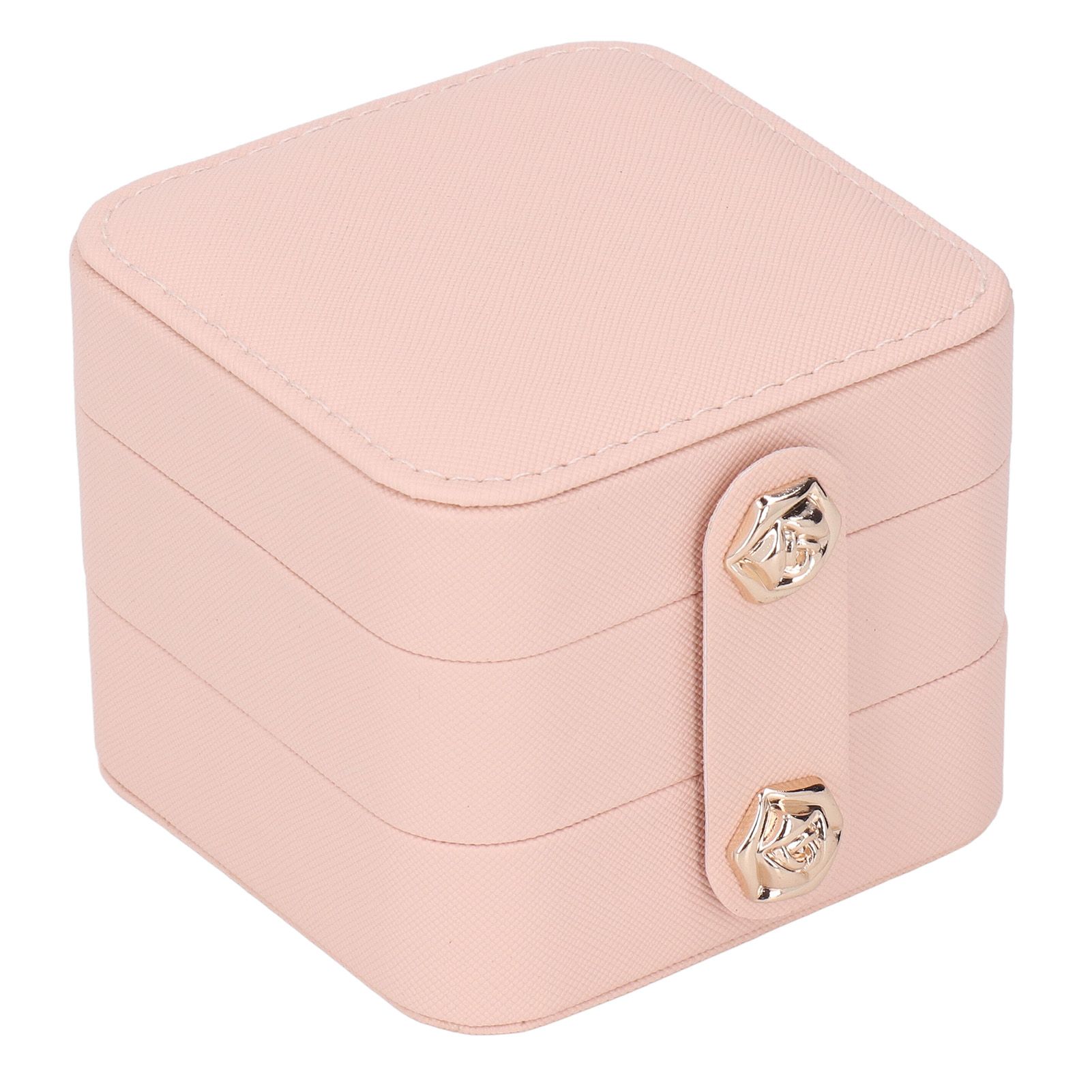 Jewelry Box Pink Portable Multi Layer PU Leather Jewelry Travel Case for Home Ring Earrings Necklace - Image 2
