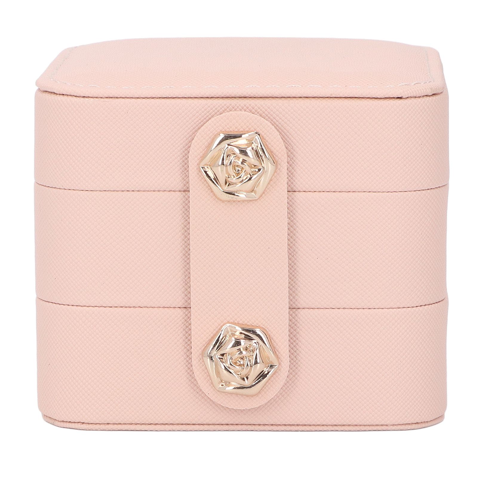 Jewelry Box Pink Portable Multi Layer PU Leather Jewelry Travel Case for Home Ring Earrings Necklace - Image 4