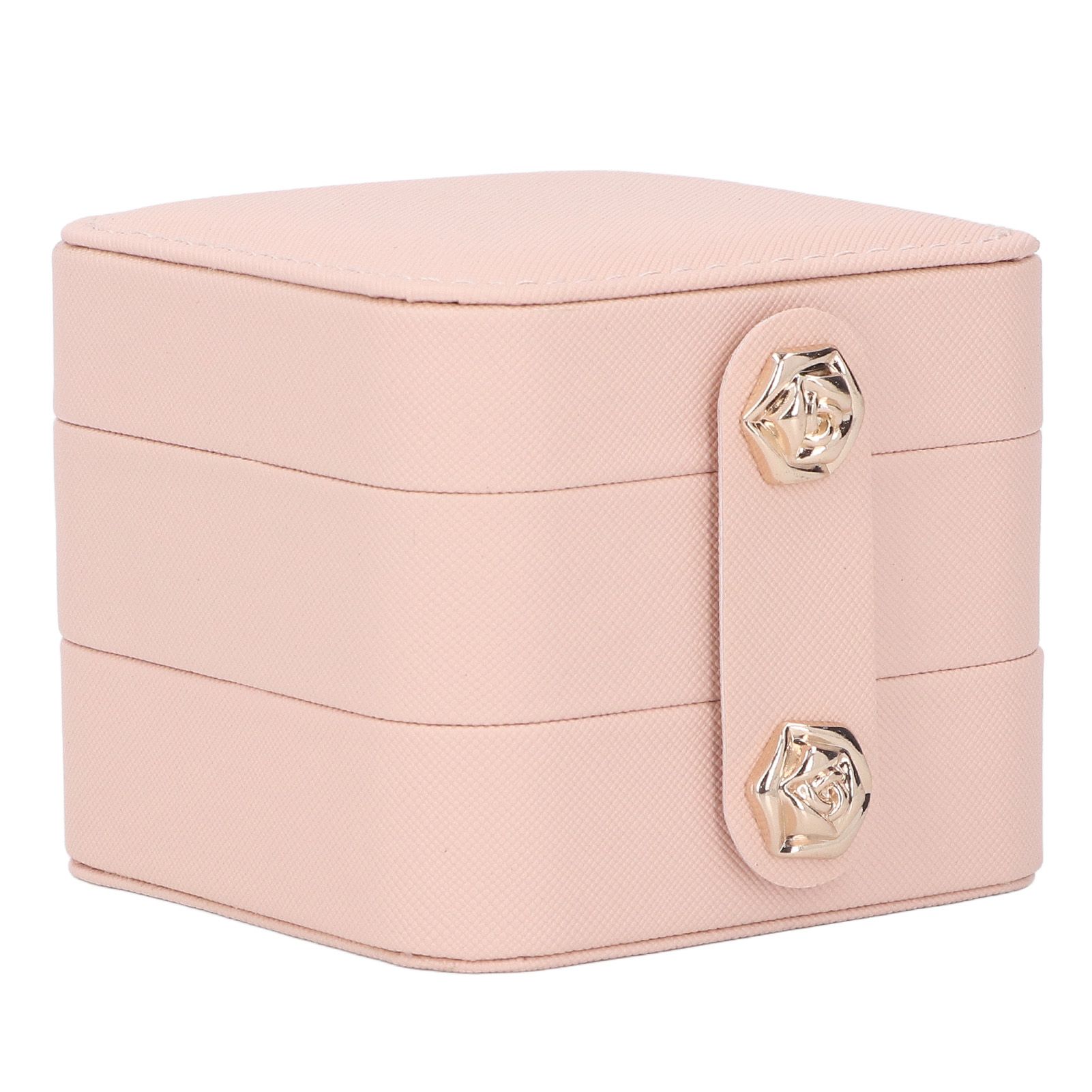 Jewelry Box Pink Portable Multi Layer PU Leather Jewelry Travel Case for Home Ring Earrings Necklace - Image 6