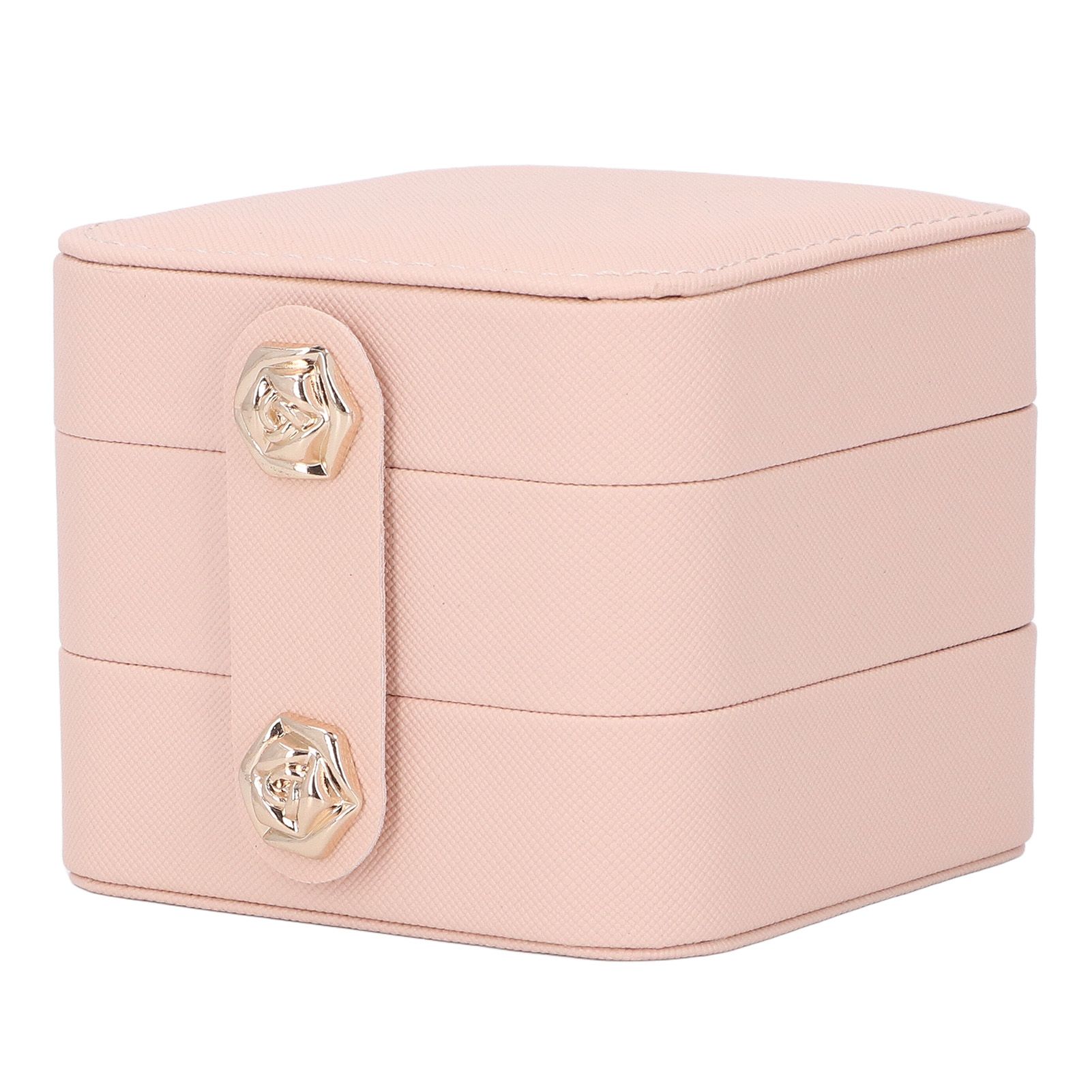 Jewelry Box Pink Portable Multi Layer PU Leather Jewelry Travel Case for Home Ring Earrings Necklace - Image 8