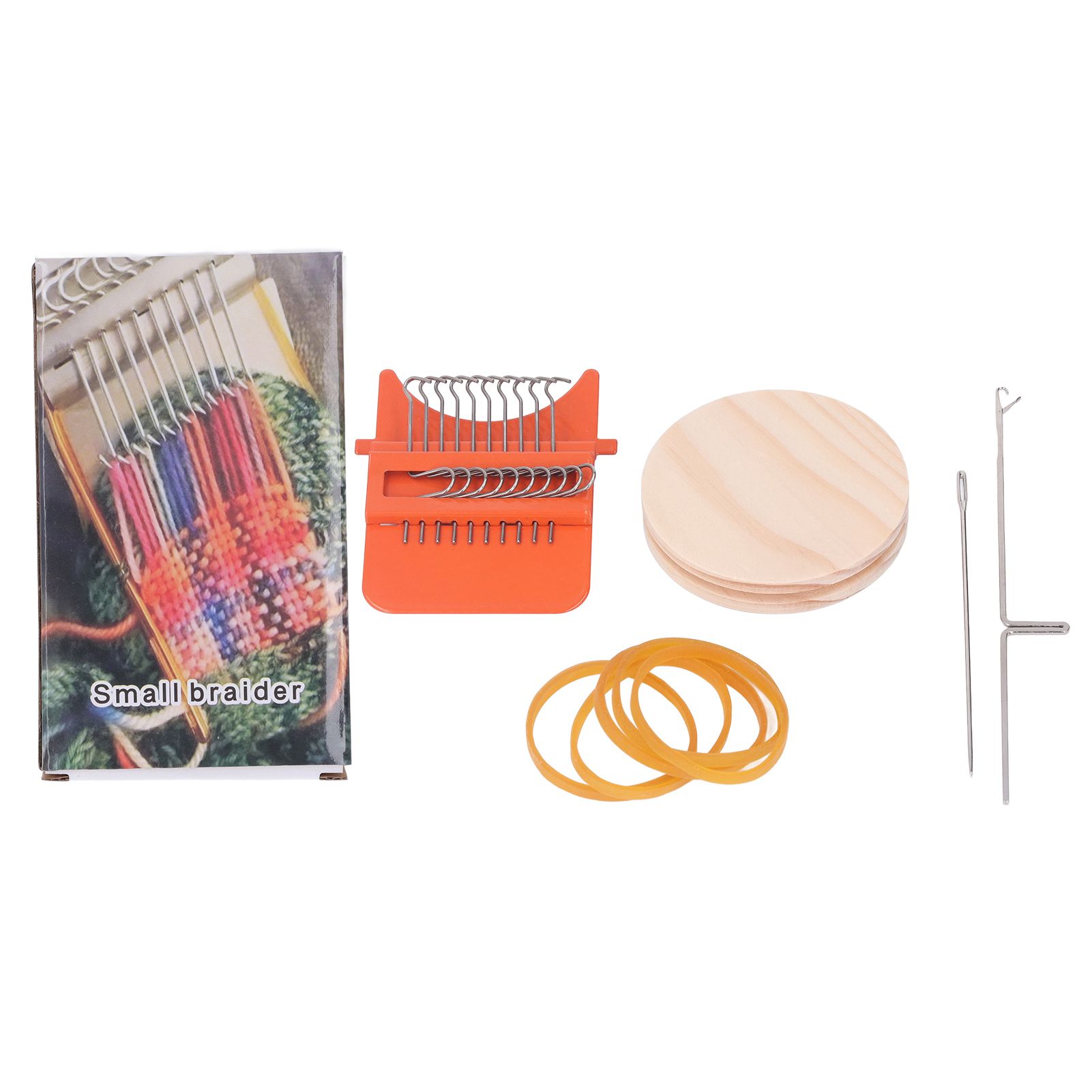 10 Hooks Mini Loom Machine Household Small Weaving Loom Machine with 6.5cm Wooden Board for Hand Craft DIY Weaving Orange - Image 1