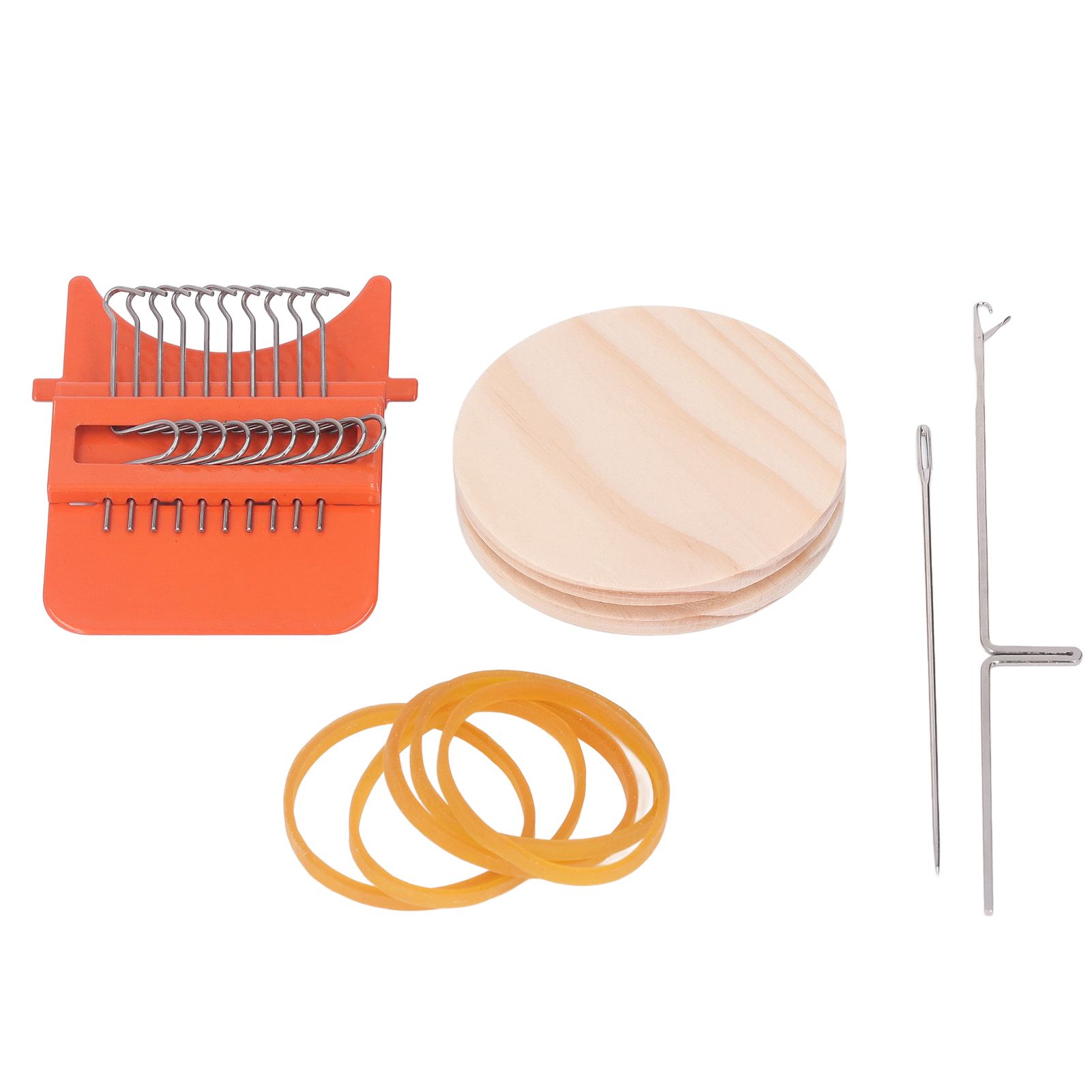 10 Hooks Mini Loom Machine Household Small Weaving Loom Machine with 6.5cm Wooden Board for Hand Craft DIY Weaving Orange - Image 6