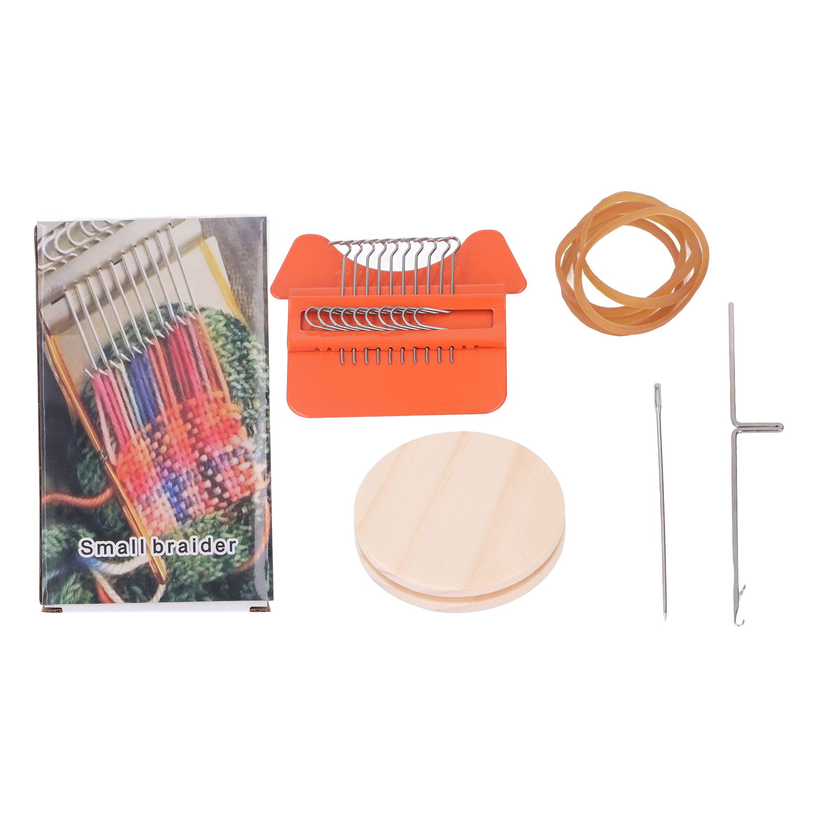 10 Hooks Mini Loom Machine Household Small Weaving Loom Machine with 6.5cm Wooden Board for Hand Craft DIY Weaving Orange Triangle - Image 1
