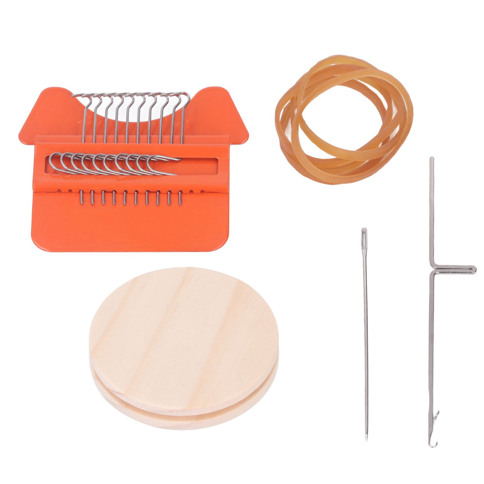 10 Hooks Mini Loom Machine Household Small Weaving Loom Machine with 6.5cm Wooden Board for Hand Craft DIY Weaving Orange Triangle - Image 3