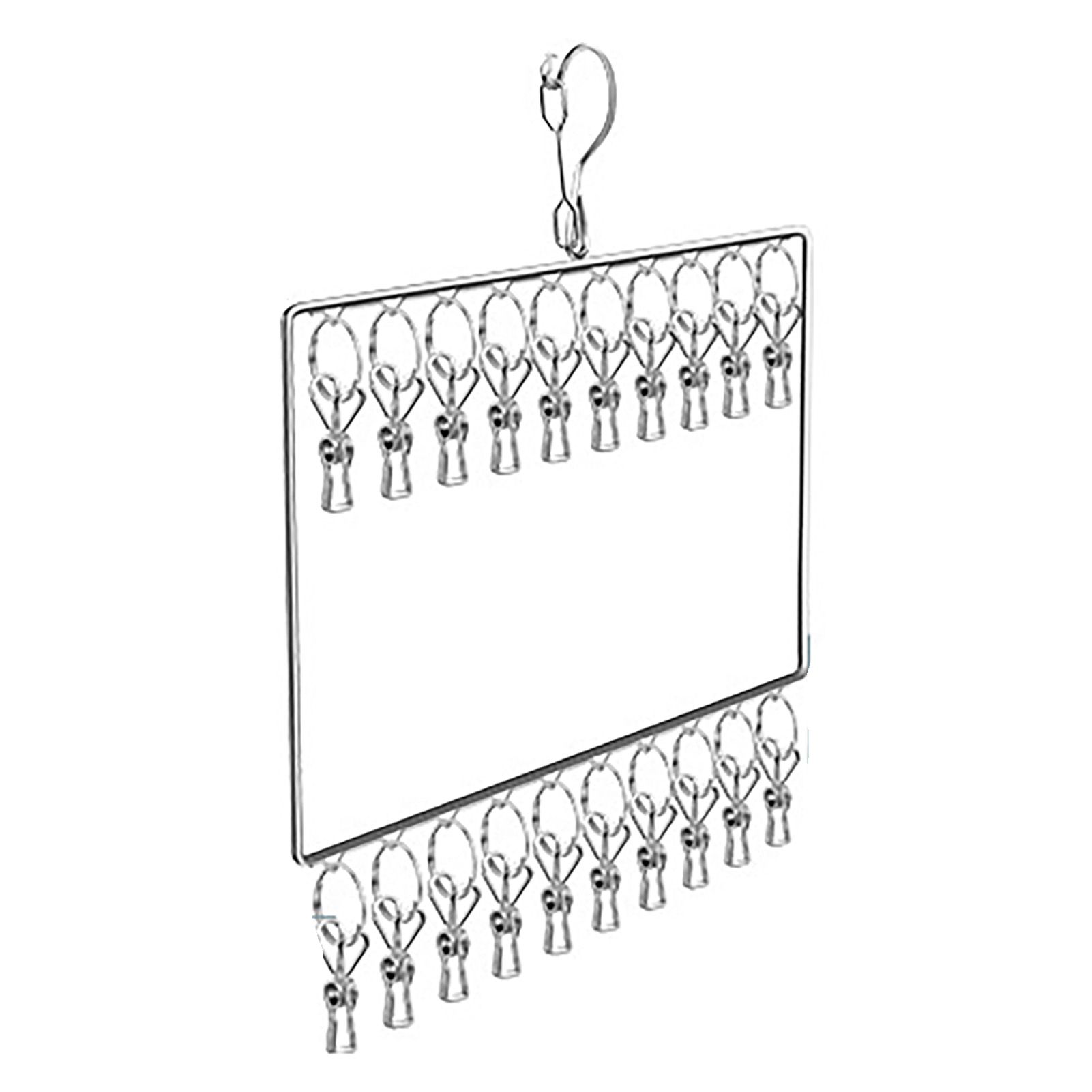 Stainless Steel Sock Drying Rack for Towels Cloth Diapers Bras Baby Clothes Underwear Hat Gloves 2 Layer 20 Clip - Image 1