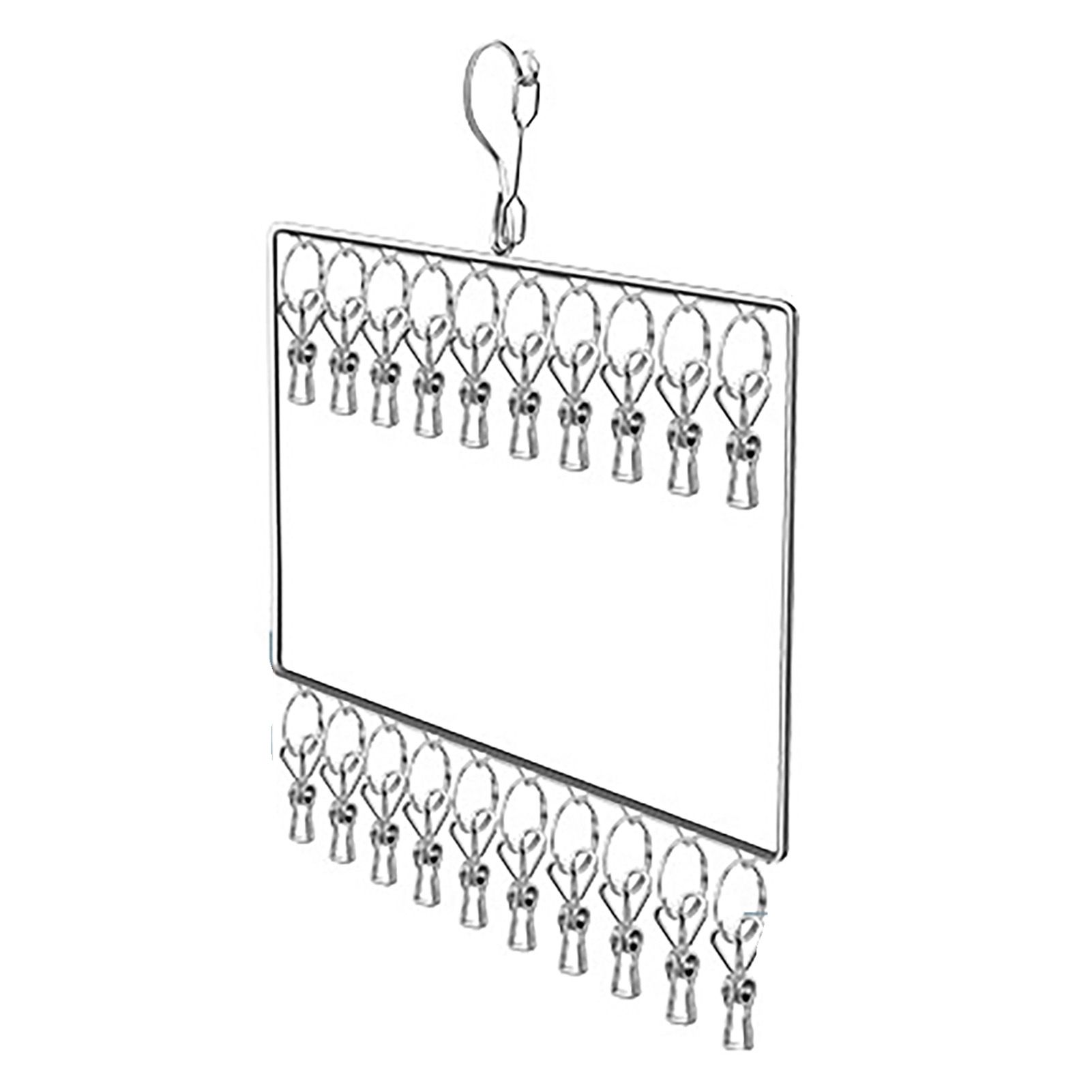 Stainless Steel Sock Drying Rack for Towels Cloth Diapers Bras Baby Clothes Underwear Hat Gloves 2 Layer 20 Clip - Image 2