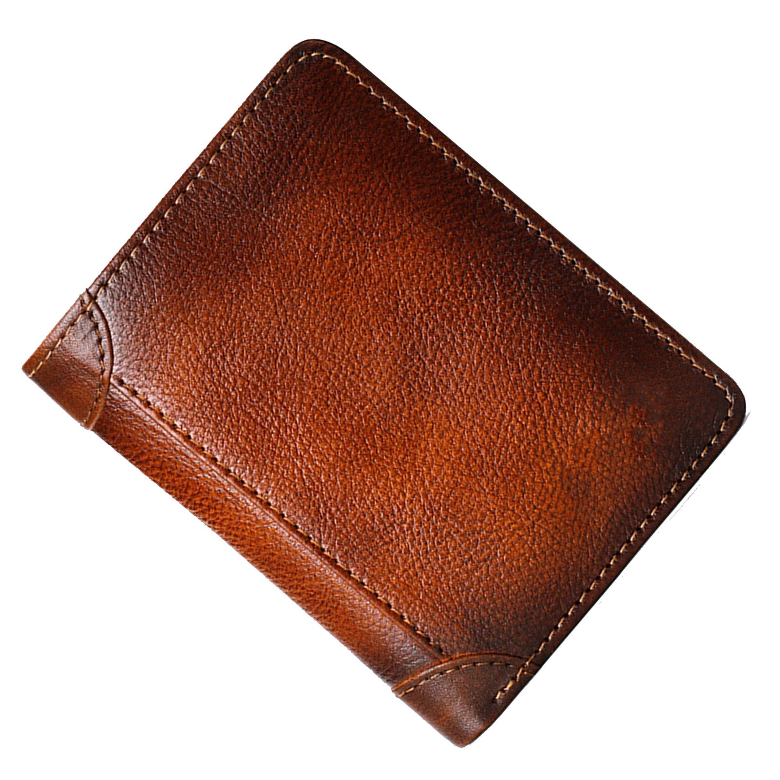 Trifold Wallet Retro Style Large Space Multi Card Slots Men Leather Wallet Coin Purse Yellowish Brown - Image 3