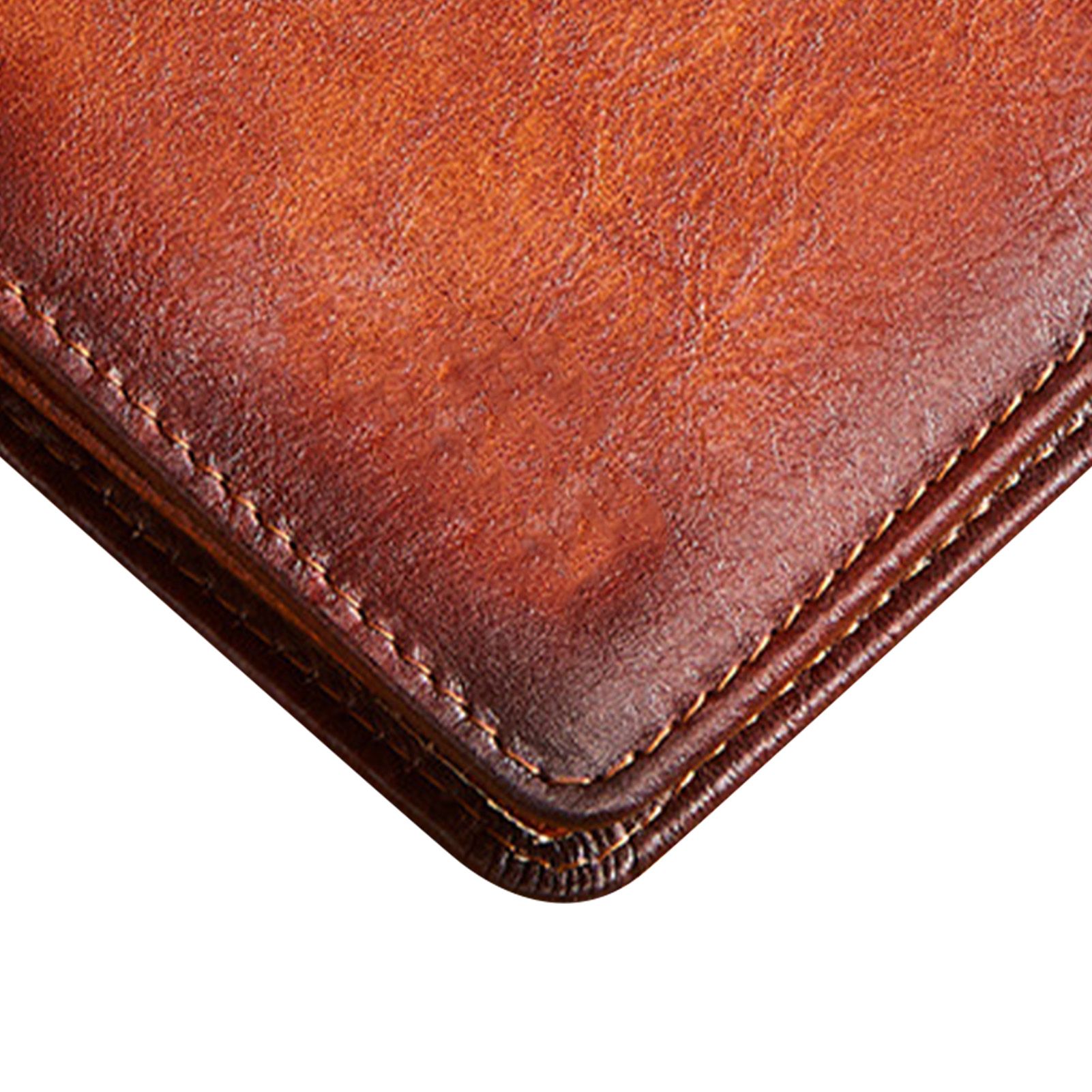 Trifold Wallet Retro Style Large Space Multi Card Slots Men Leather Wallet Coin Purse Yellowish Brown - Image 7
