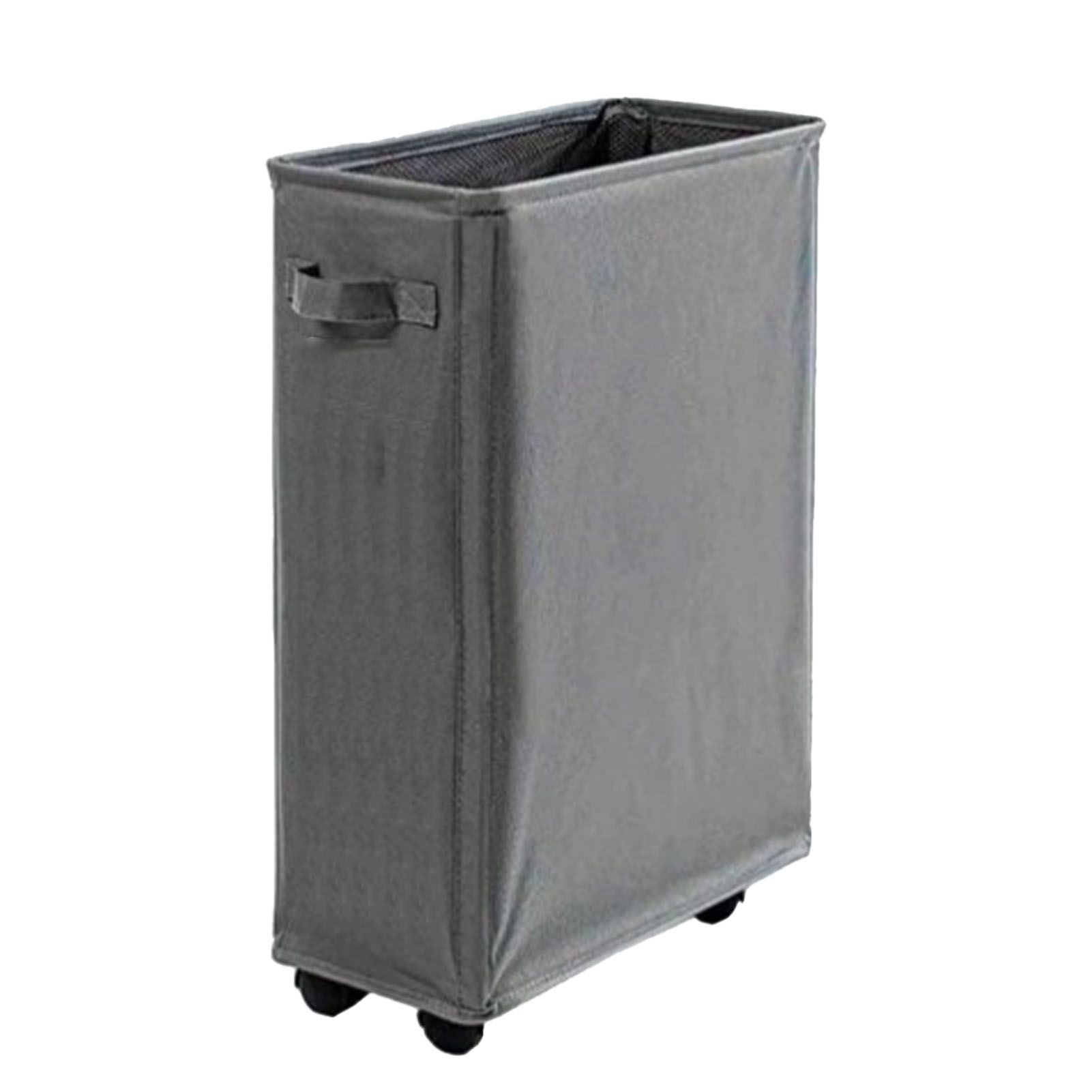 4 Roll Wheels Laundry Basket with Handles Oxford Cloth Storage Bin for Household Sundries Dark Gray - Image 2