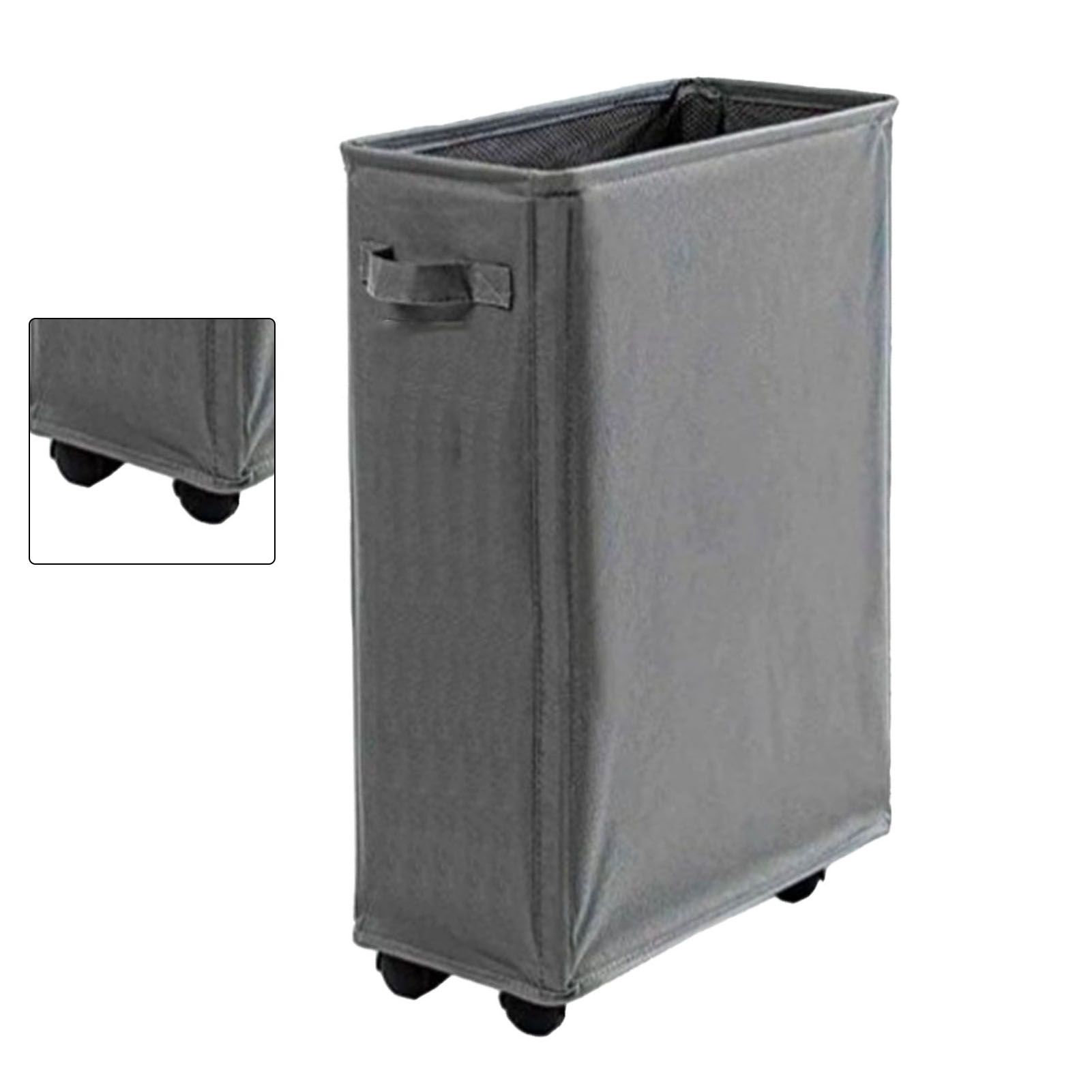 4 Roll Wheels Laundry Basket with Handles Oxford Cloth Storage Bin for Household Sundries Dark Gray - Image 4