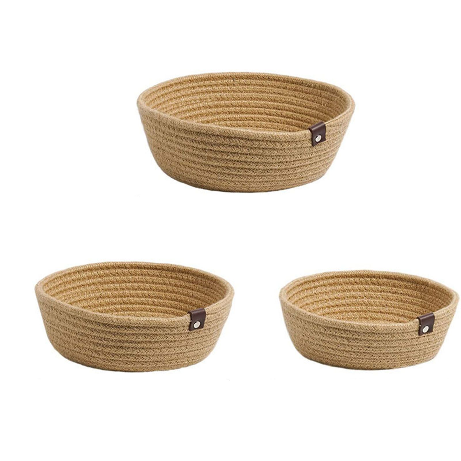 3 Piece Cotton Rope Woven Storage Basket Set Round Cotton Linen Storage Basket for Desktop Organizing Hemp Rope - Image 1