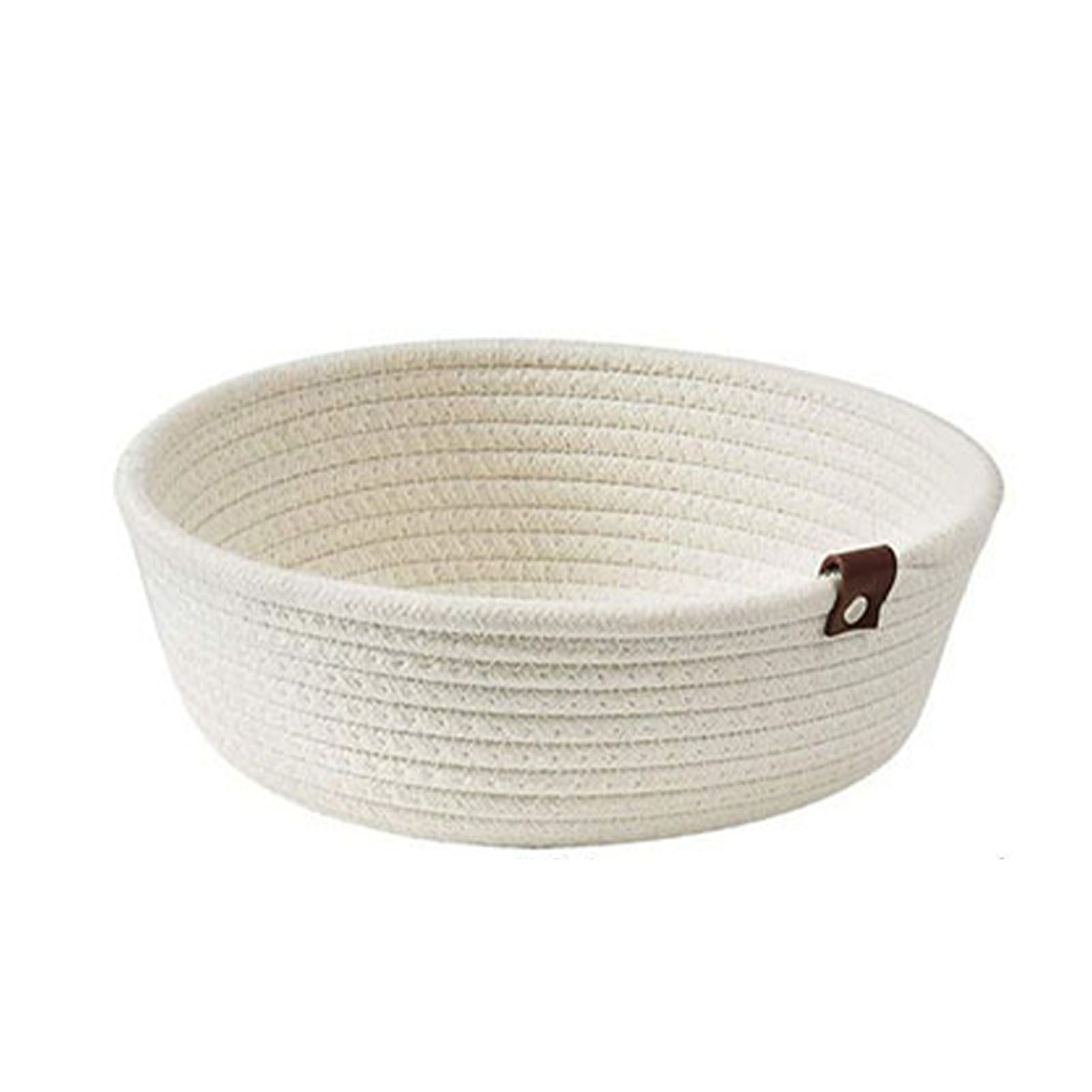3 Piece Cotton Rope Woven Storage Basket Set Round Cotton Linen Storage Basket for Desktop Organizing White - Image 2