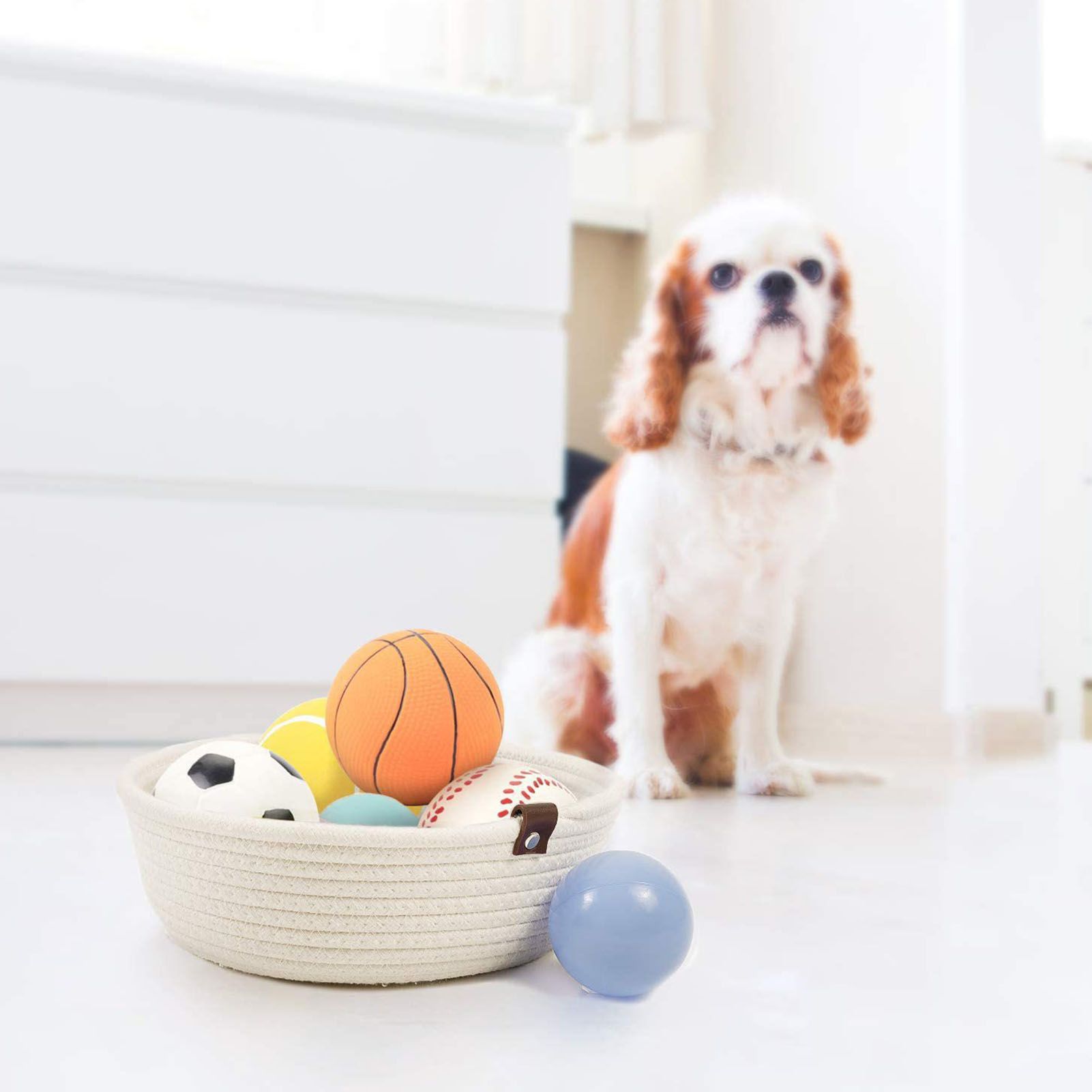 3 Piece Cotton Rope Woven Storage Basket Set Round Cotton Linen Storage Basket for Desktop Organizing White - Image 4