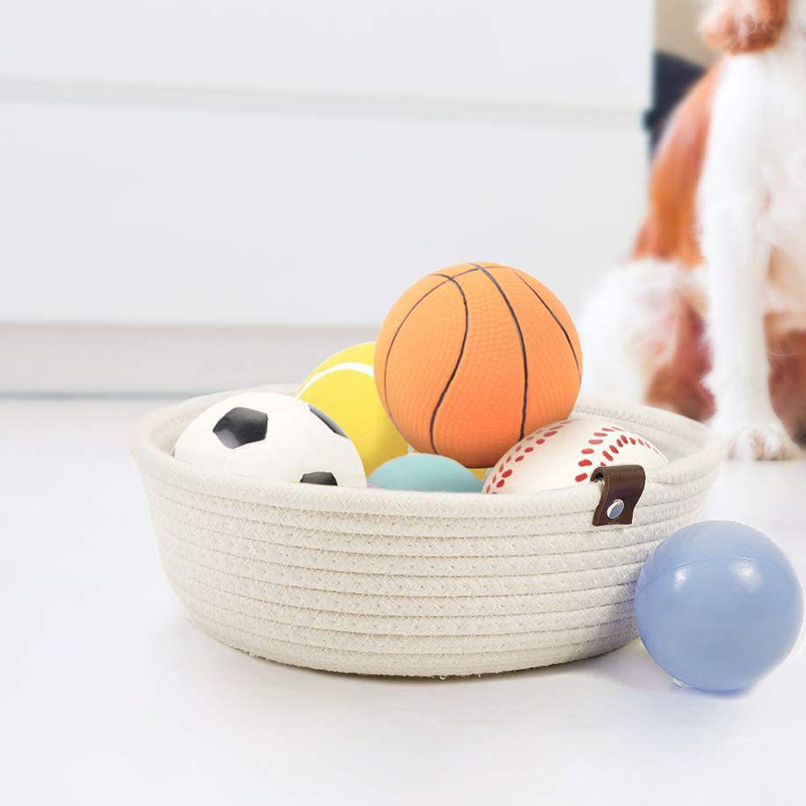 3 Piece Cotton Rope Woven Storage Basket Set Round Cotton Linen Storage Basket for Desktop Organizing White - Image 7