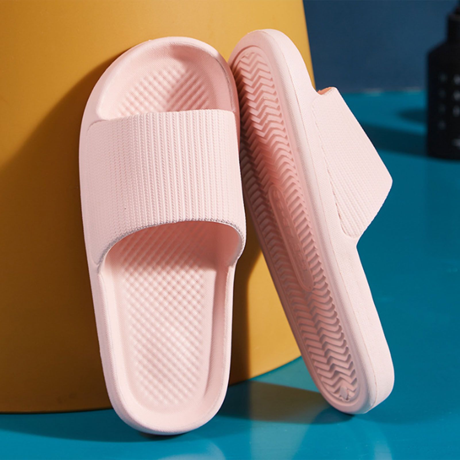 Bathroom Slippers Anti Slip Soft Thick Sole Integrated Light Weight Home Slippers Pink 40 41 (25cm/9.8in) - Image 8