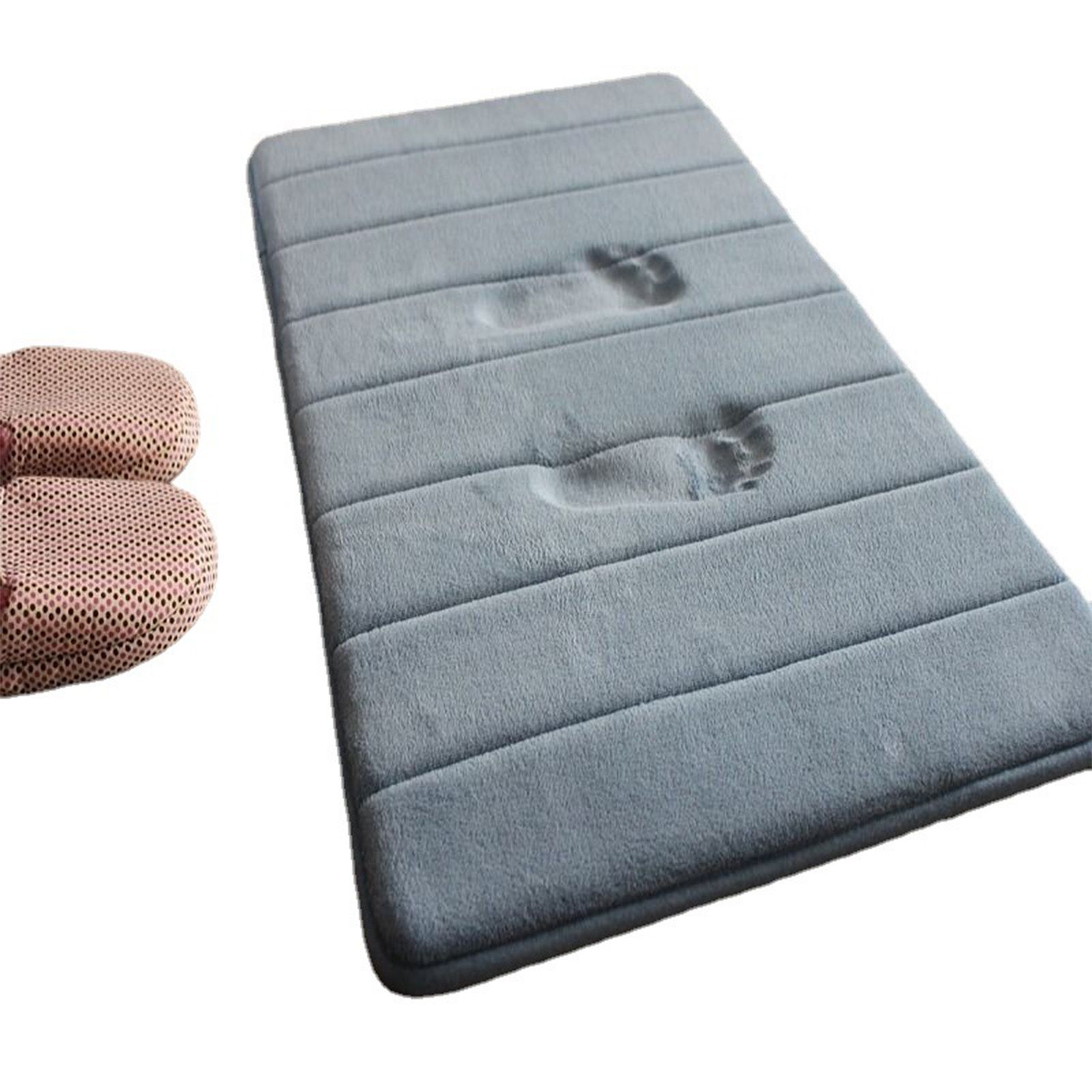 Bathroom Mat Water Absorbent Skid Resistance Thickened Soft Floor Rug Mat for Bathroom Kitchen Bedroom Light Gray 40x60CM - Image 2