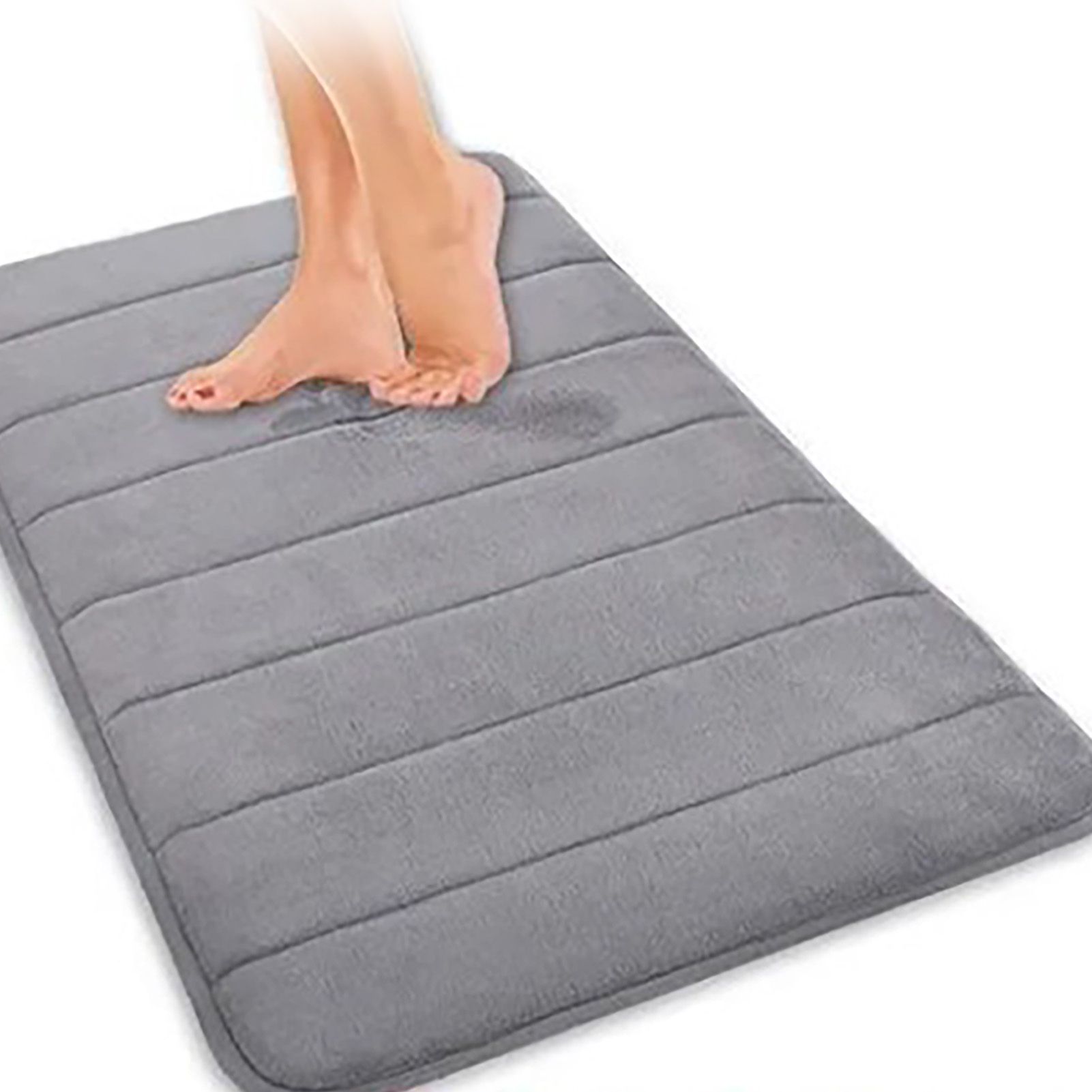 Bathroom Mat Water Absorbent Skid Resistance Thickened Soft Floor Rug Mat for Bathroom Kitchen Bedroom Light Gray 40x60CM - Image 3