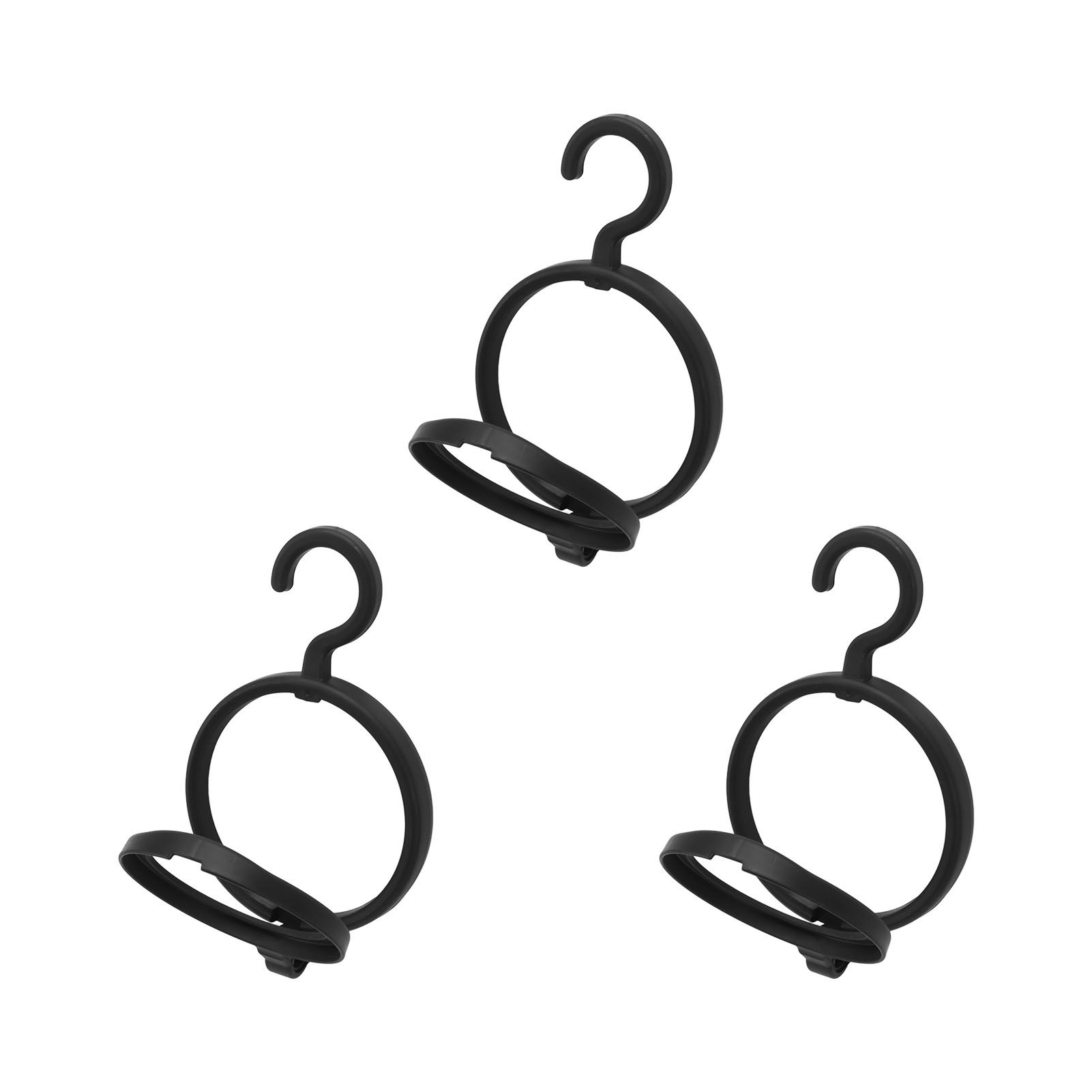 3Pcs Hanging Wig Stand Space Saving Portable Plastic Wig Display Hanger for Home Travel Black - Image 3