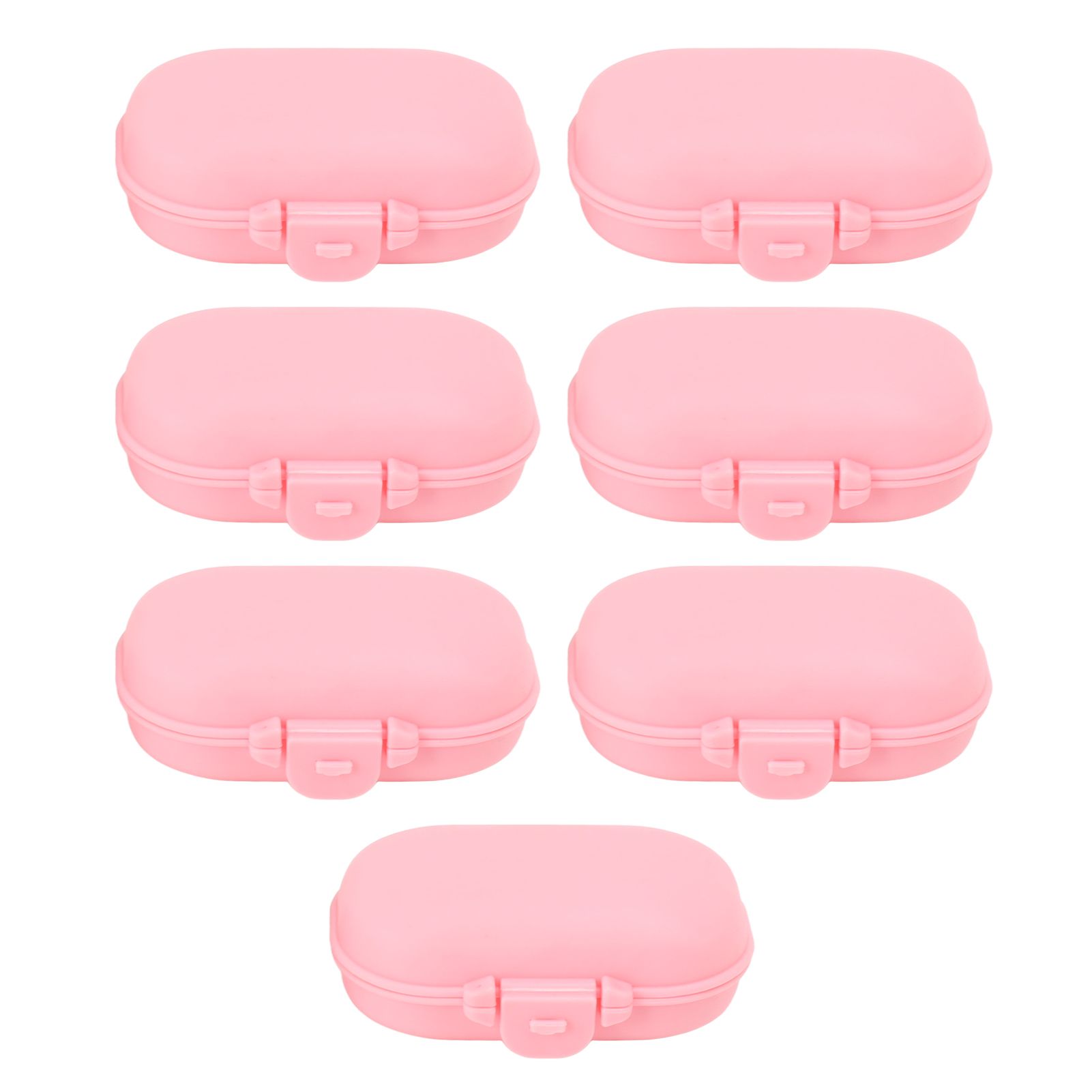 7PCS Medicine Case Portable Detachable Safe Mini 4 Compartments Medicine Organizer for Outdoor Travel Pink - Image 1