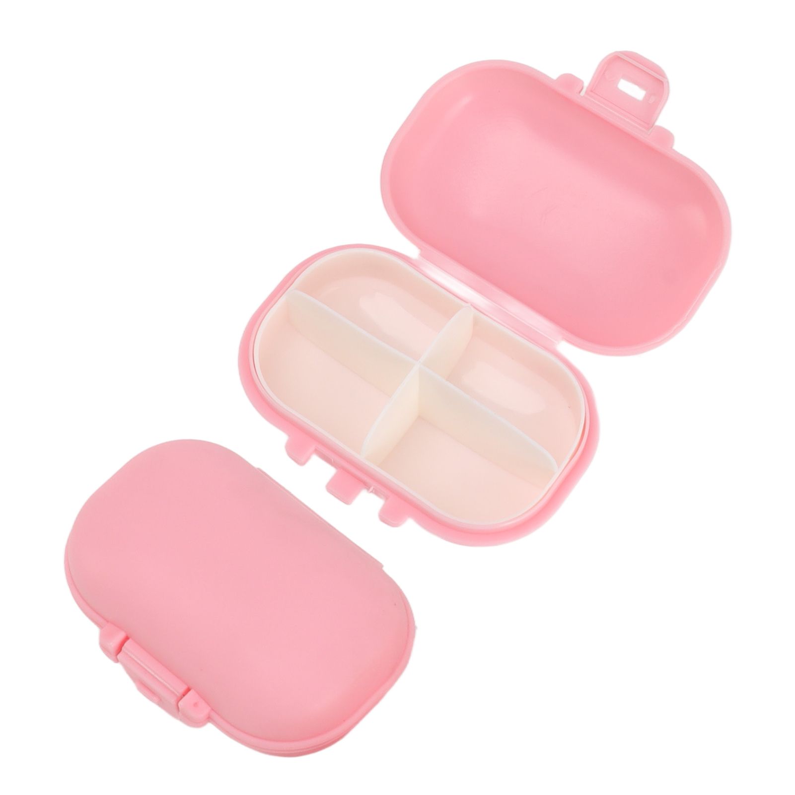 7PCS Medicine Case Portable Detachable Safe Mini 4 Compartments Medicine Organizer for Outdoor Travel Pink - Image 2
