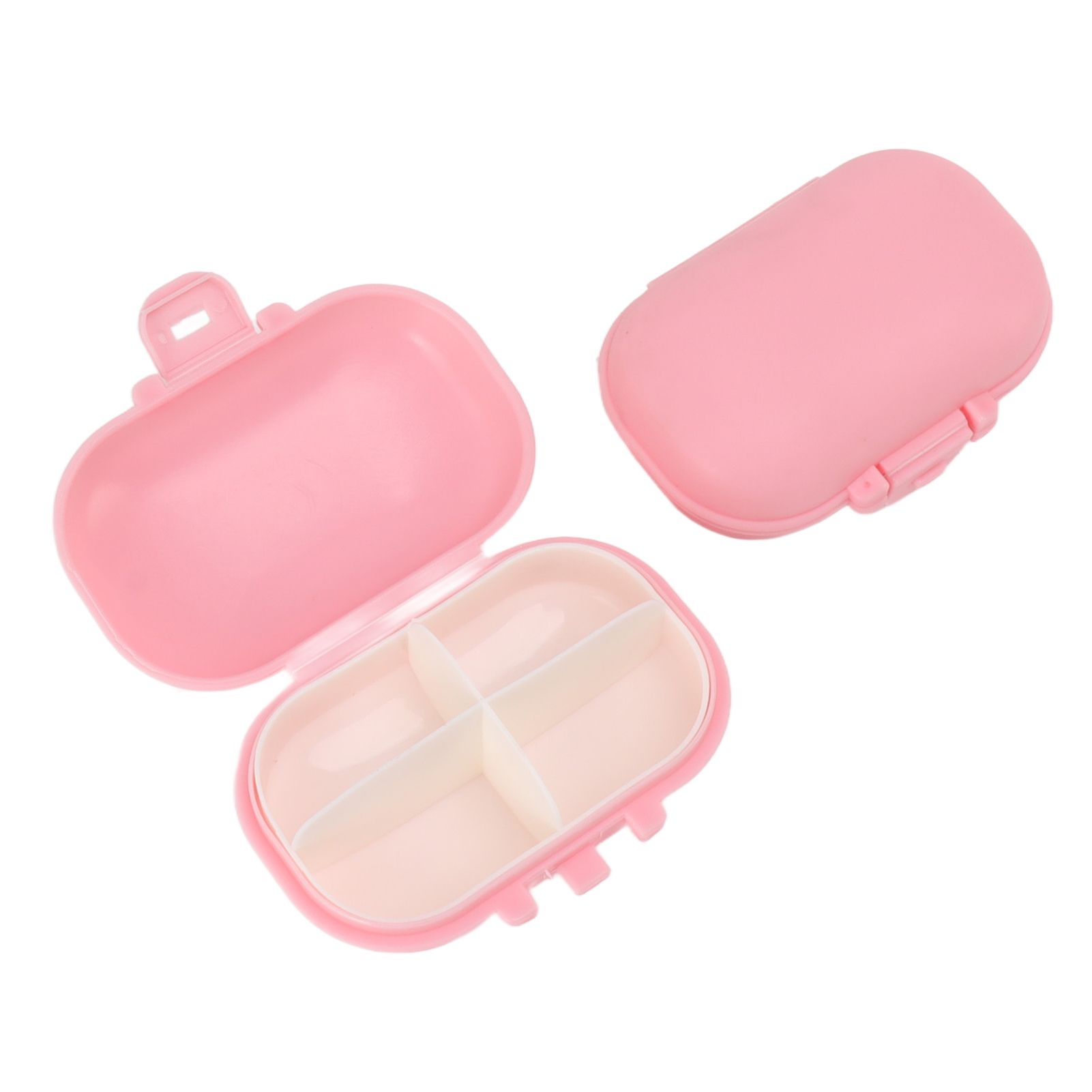 7PCS Medicine Case Portable Detachable Safe Mini 4 Compartments Medicine Organizer for Outdoor Travel Pink - Image 3