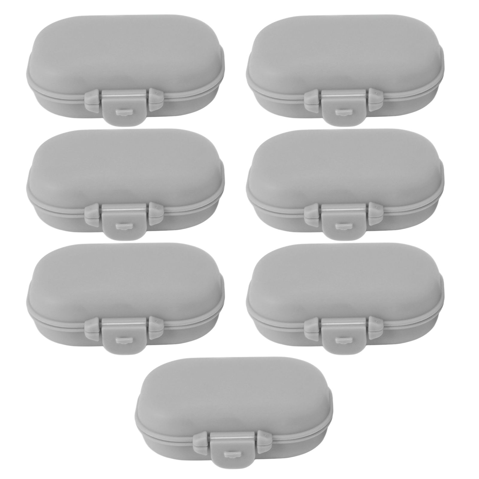 7PCS Medicine Case Portable Detachable Safe Mini 4 Compartments Medicine Organizer for Outdoor Travel Grey - Image 1