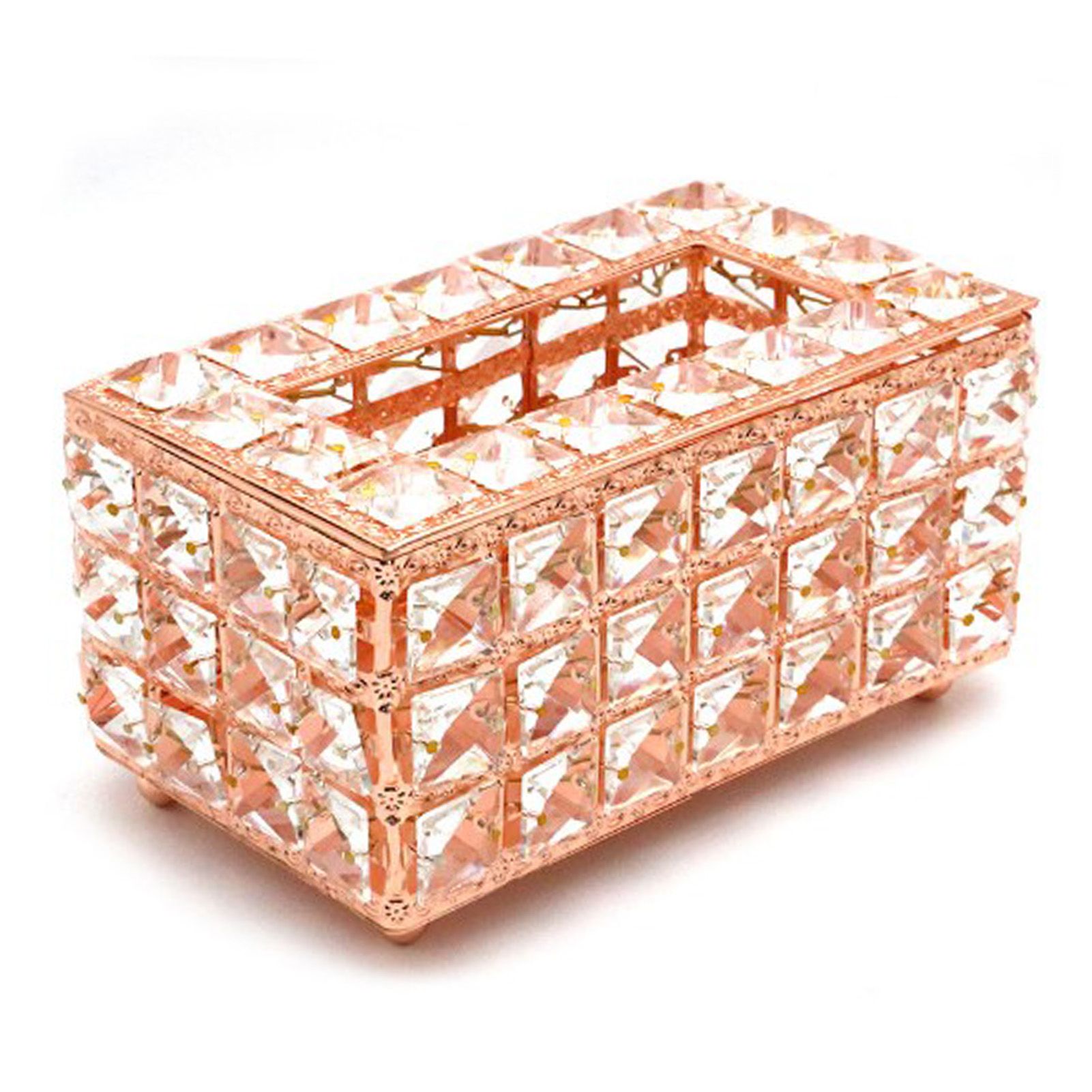Tissue Dispenser Light Luxury Napkin Storage Box Metal Crystal Glass Tissue Holder for Home - Image 1