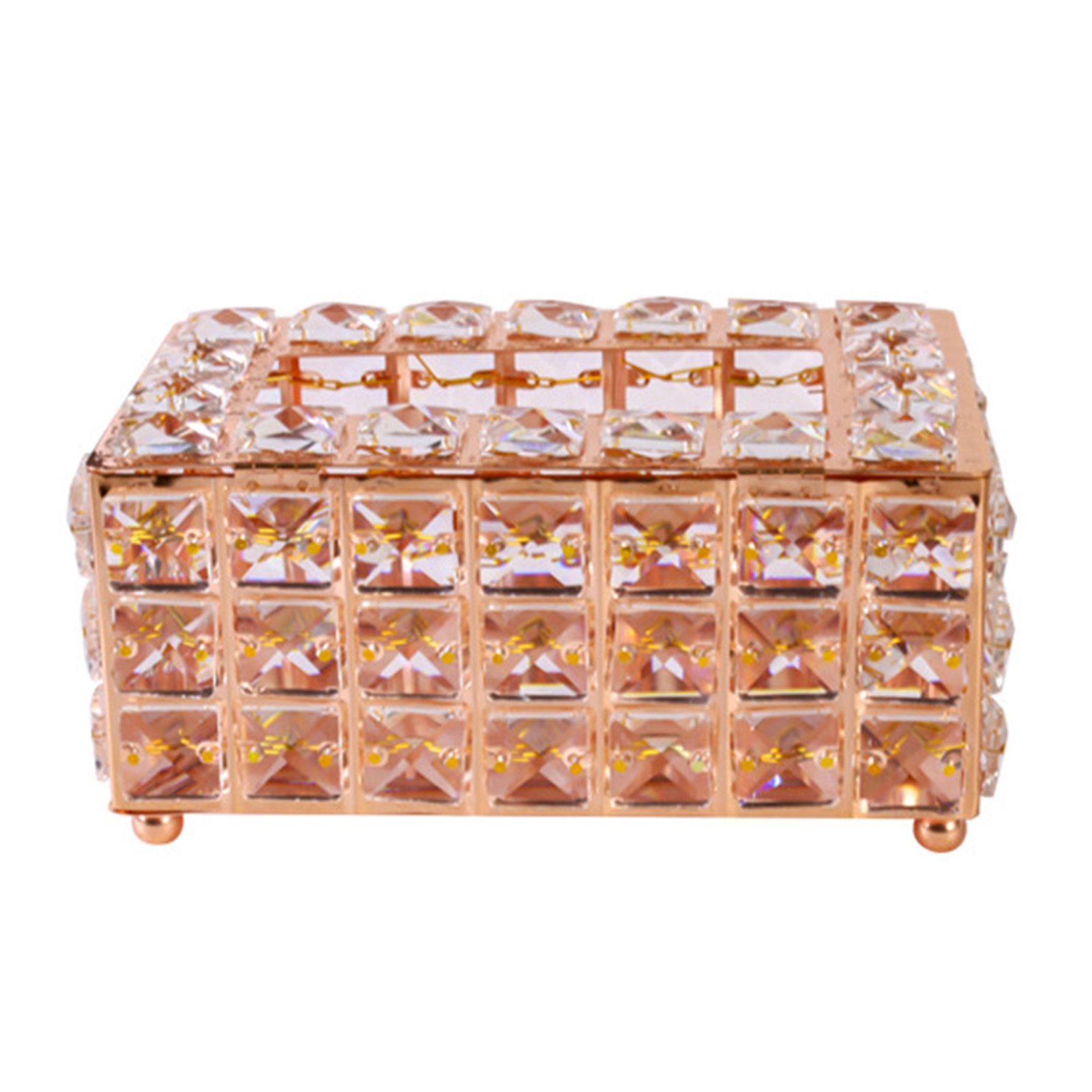 Tissue Dispenser Light Luxury Napkin Storage Box Metal Crystal Glass Tissue Holder for Home - Image 2