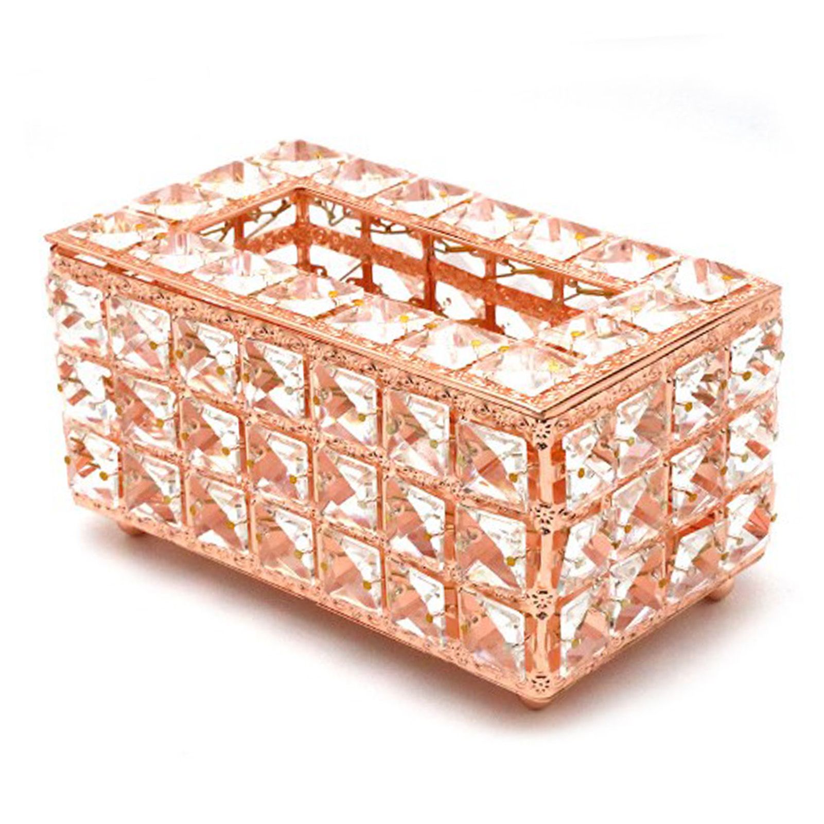 Tissue Dispenser Light Luxury Napkin Storage Box Metal Crystal Glass Tissue Holder for Home - Image 3