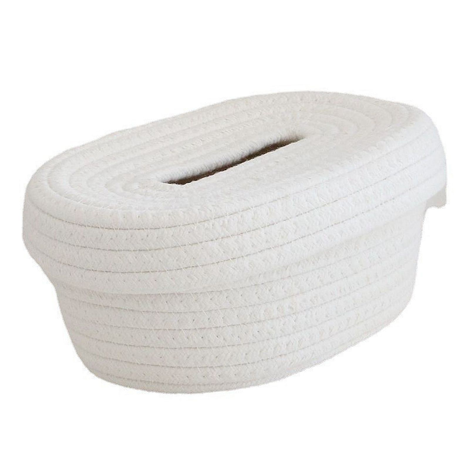 Tissue Box Cover Handmade Cotton Rope Napkin Tissue Holder Decorative Household Desktop Tissue Storage Box White - Image 2