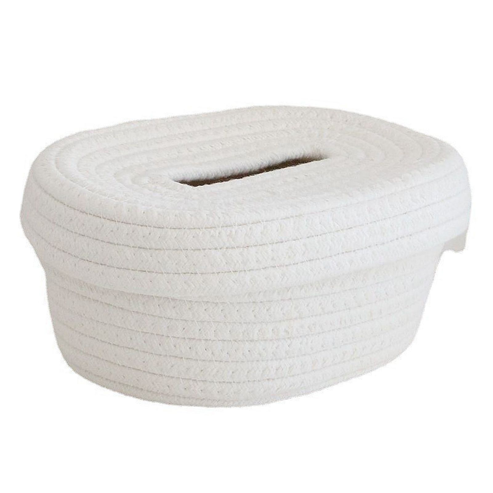 Tissue Box Cover Handmade Cotton Rope Napkin Tissue Holder Decorative Household Desktop Tissue Storage Box White - Image 3