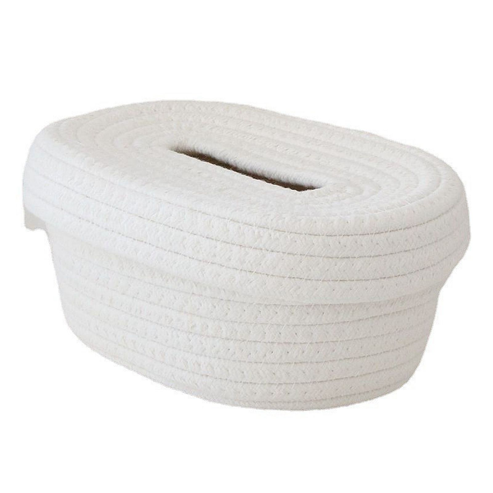 Tissue Box Cover Handmade Cotton Rope Napkin Tissue Holder Decorative Household Desktop Tissue Storage Box White - Image 4