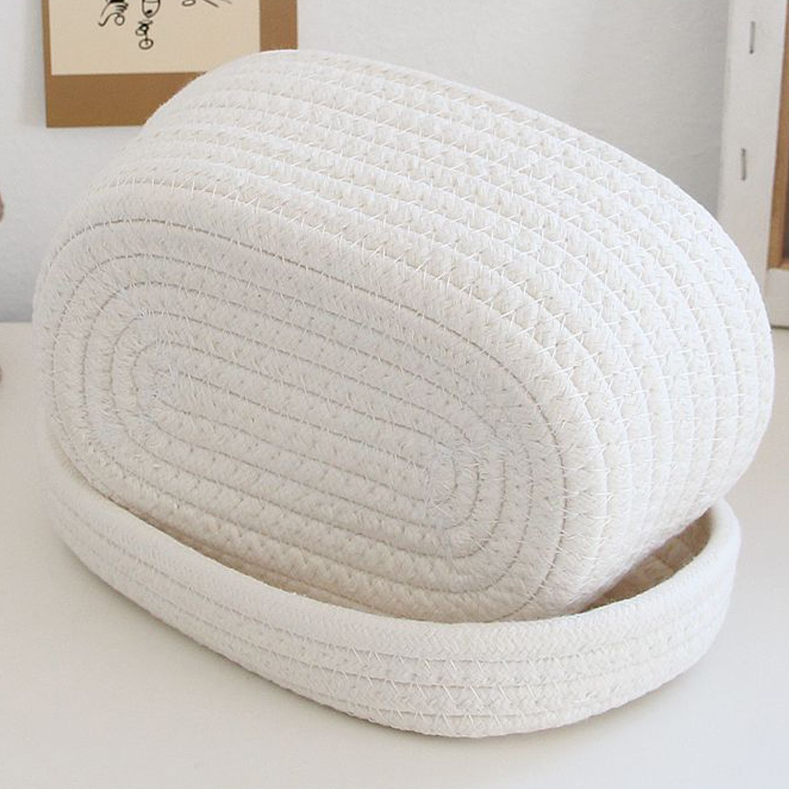 Tissue Box Cover Handmade Cotton Rope Napkin Tissue Holder Decorative Household Desktop Tissue Storage Box White - Image 8
