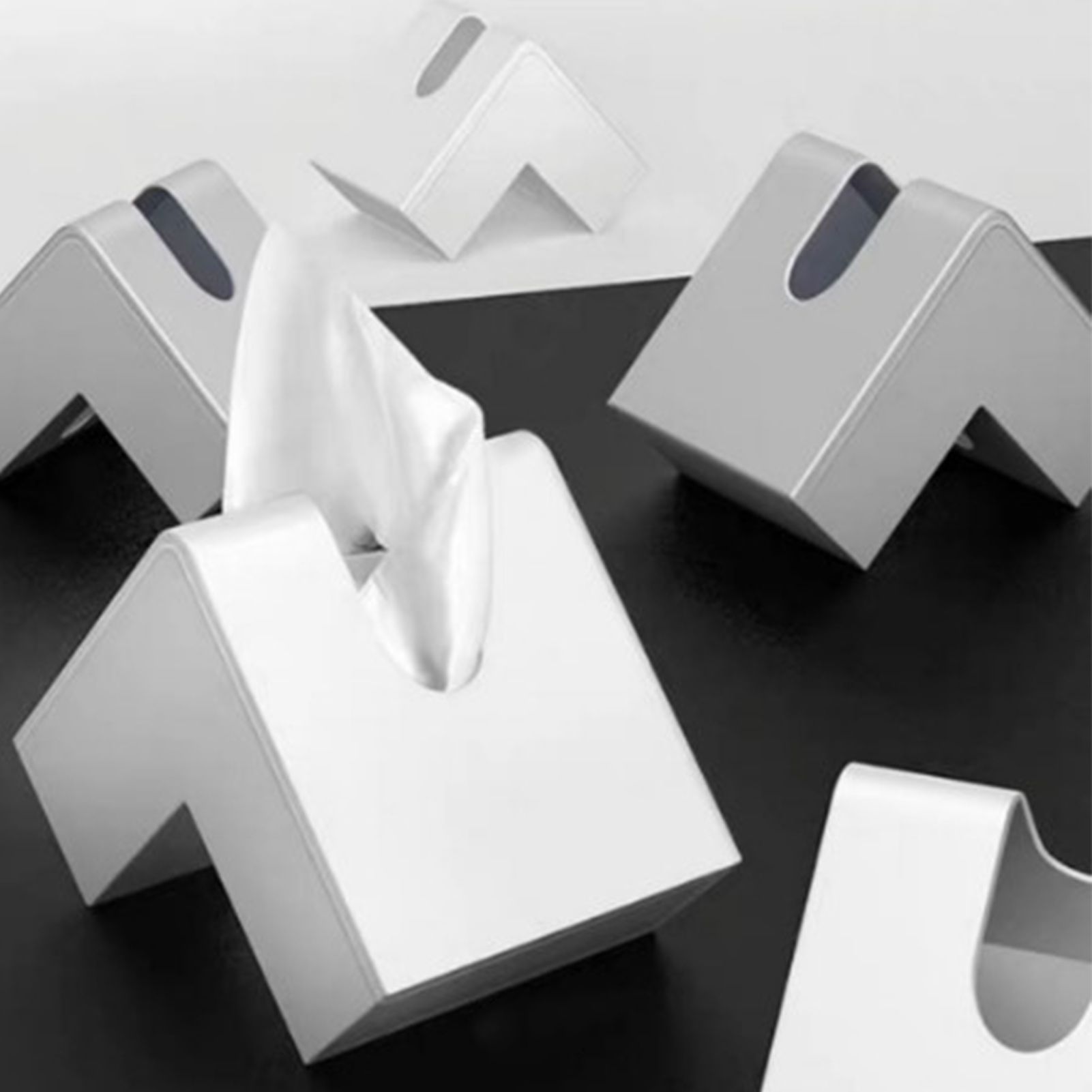 Nordic Style Plastic Tissue Box Holder Personality Simplicity Tissue Storage Box for Restaurant Living Room Desktop White - Image 3