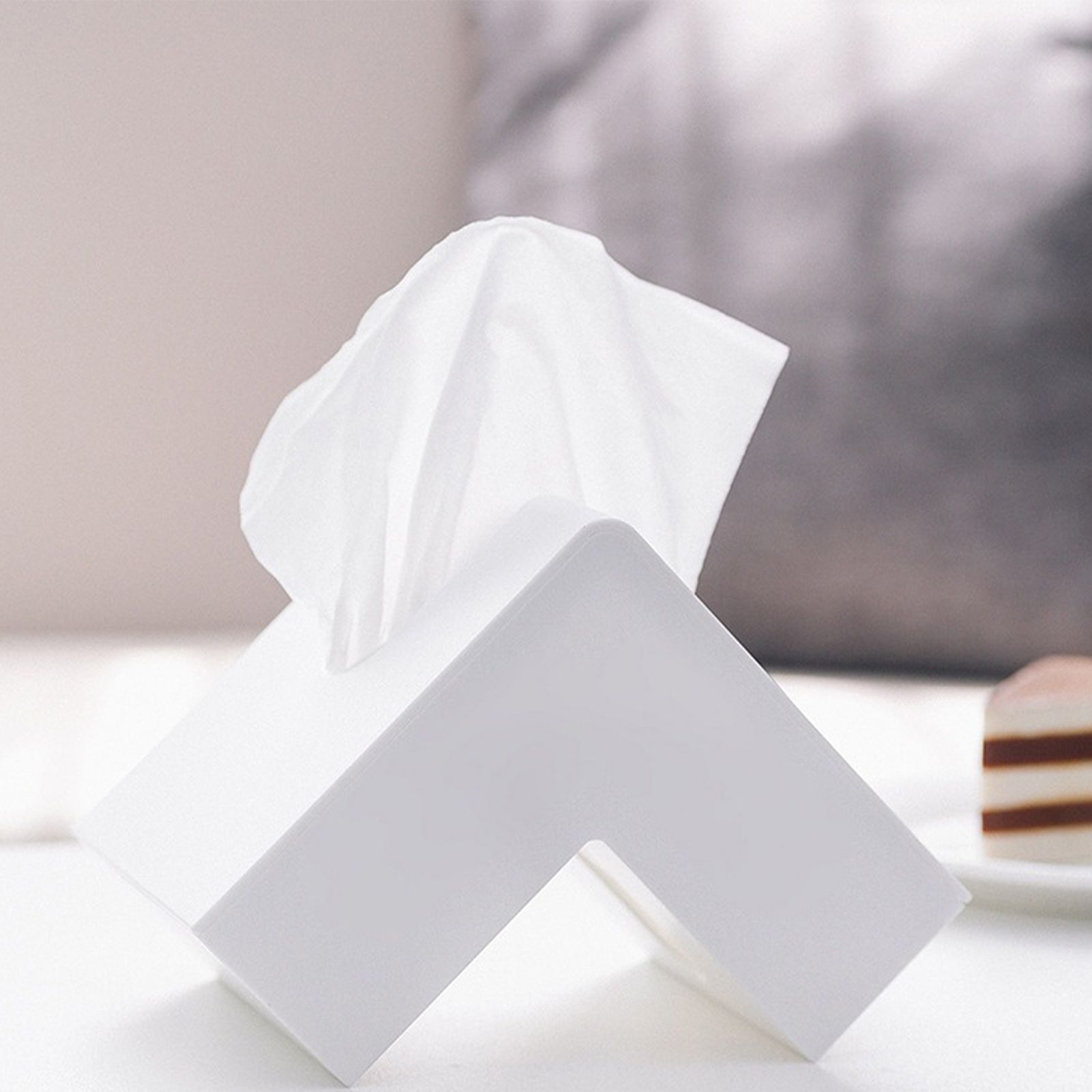Nordic Style Plastic Tissue Box Holder Personality Simplicity Tissue Storage Box for Restaurant Living Room Desktop White - Image 5