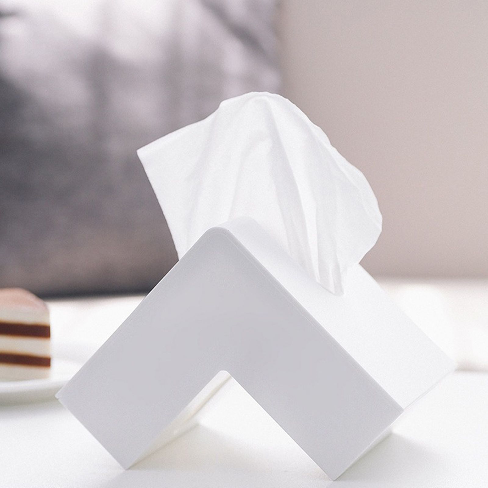 Nordic Style Plastic Tissue Box Holder Personality Simplicity Tissue Storage Box for Restaurant Living Room Desktop White - Image 8