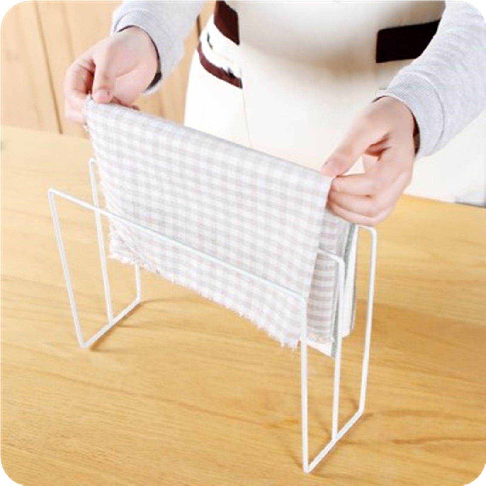 Kitchen Countertop Dishcloth Drying Rack Iron Dishcloth Towel Holder Free Standing Dish Rag Storage Hanger White - Image 6