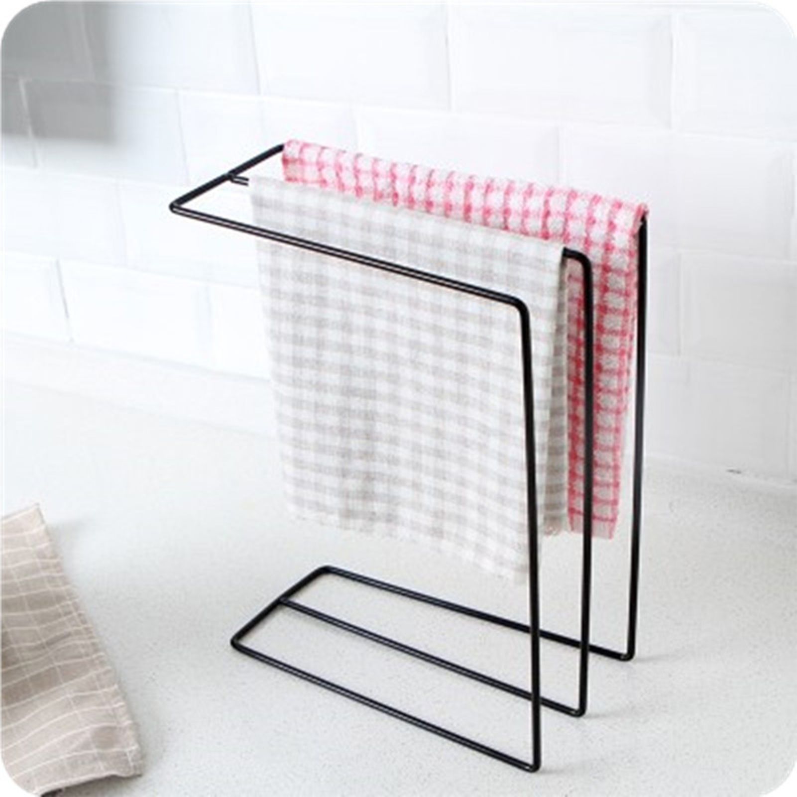 Kitchen Countertop Dishcloth Drying Rack Iron Dishcloth Towel Holder Free Standing Dish Rag Storage Hanger Black - Image 5