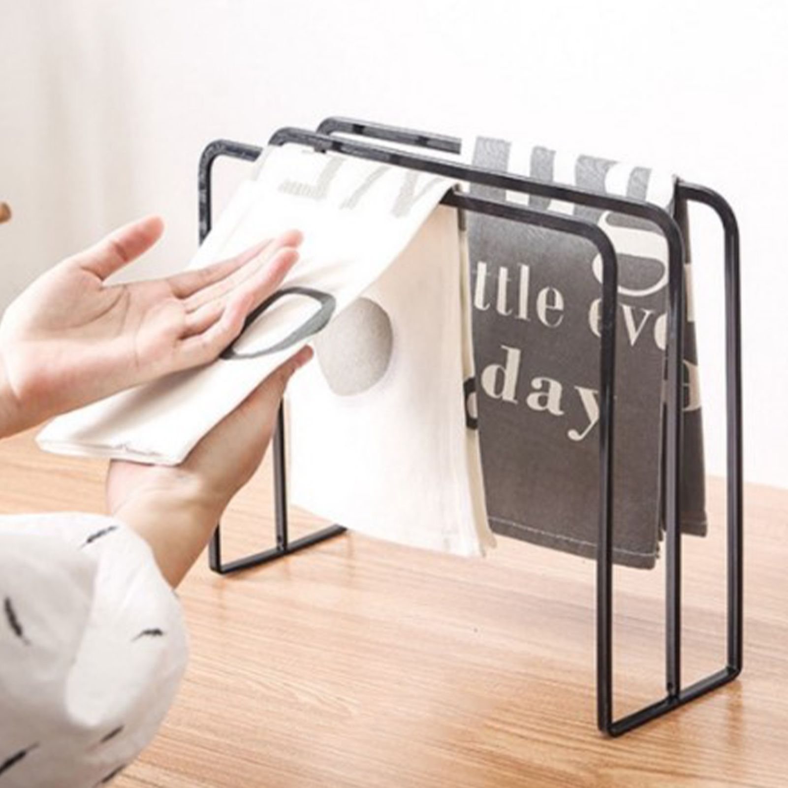 Kitchen Countertop Dishcloth Drying Rack Iron Dishcloth Towel Holder Free Standing Dish Rag Storage Hanger Black - Image 6