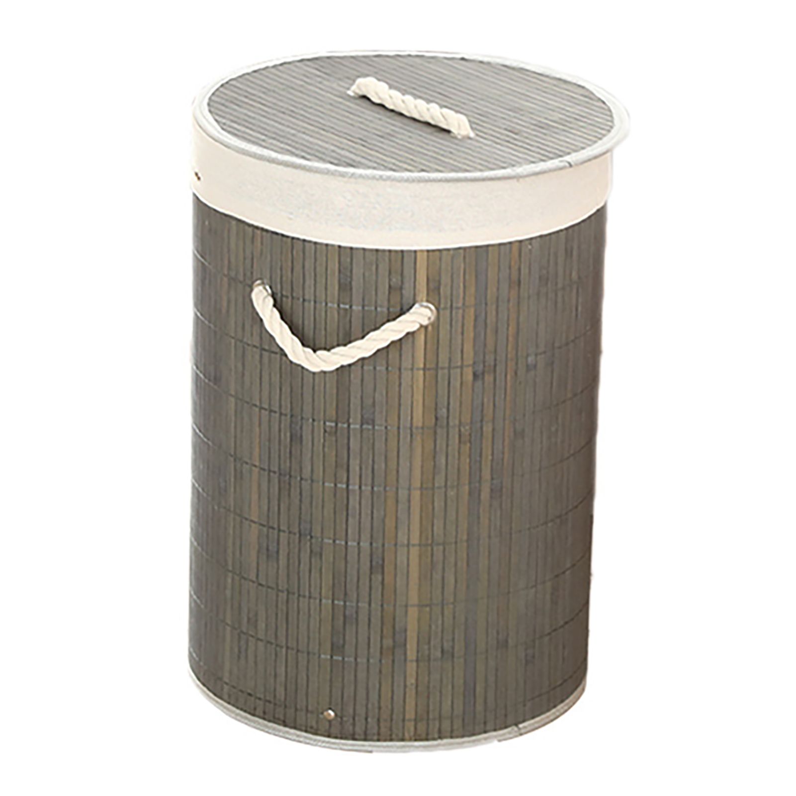 Foldable Laundry Basket Grocery Basket Bamboo Large Capacity Dirty Clothes Storage Bucket for Home 1.0 Grey Round - Image 4