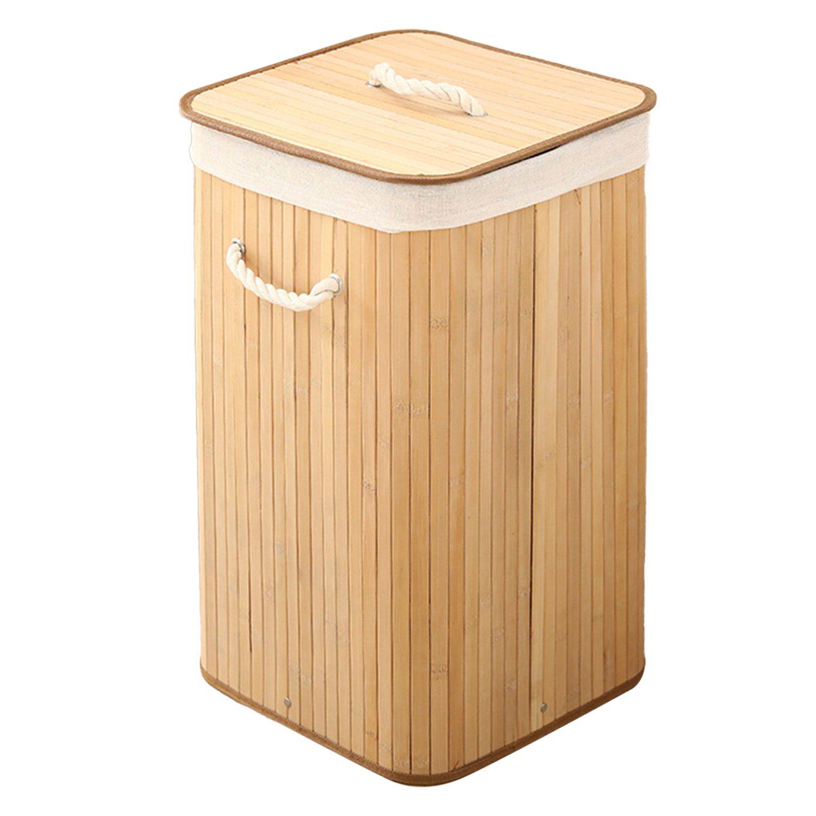 Foldable Laundry Basket Grocery Basket Bamboo Large Capacity Dirty Clothes Storage Bucket for Home 1.7 Original Color Square - Image 1